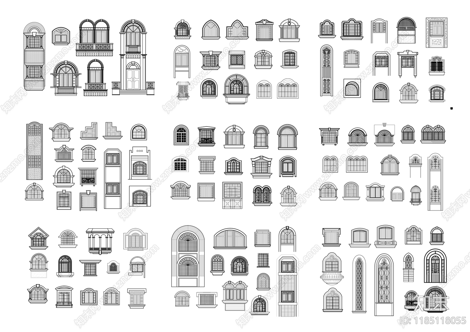 现代综合硬装构件图库施工图下载【ID:1185118055】