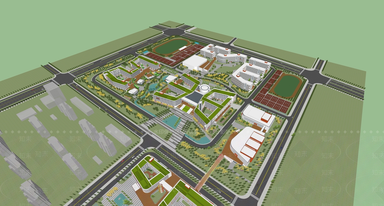 现代学校建筑SU模型下载【ID:1185119074】
