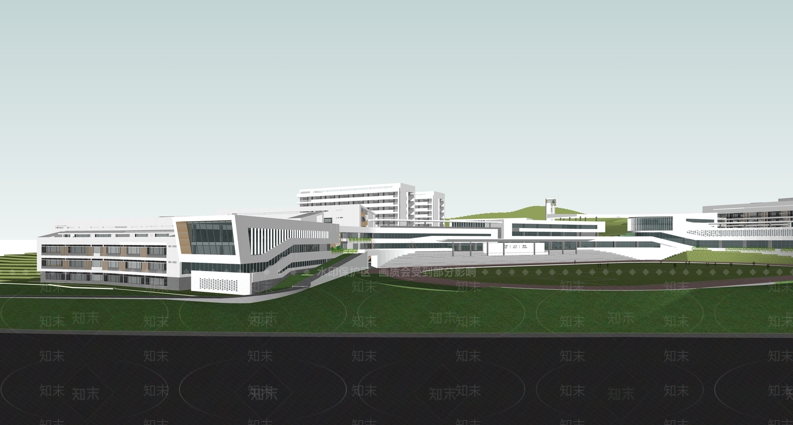 现代学校建筑SU模型下载【ID:1185119684】