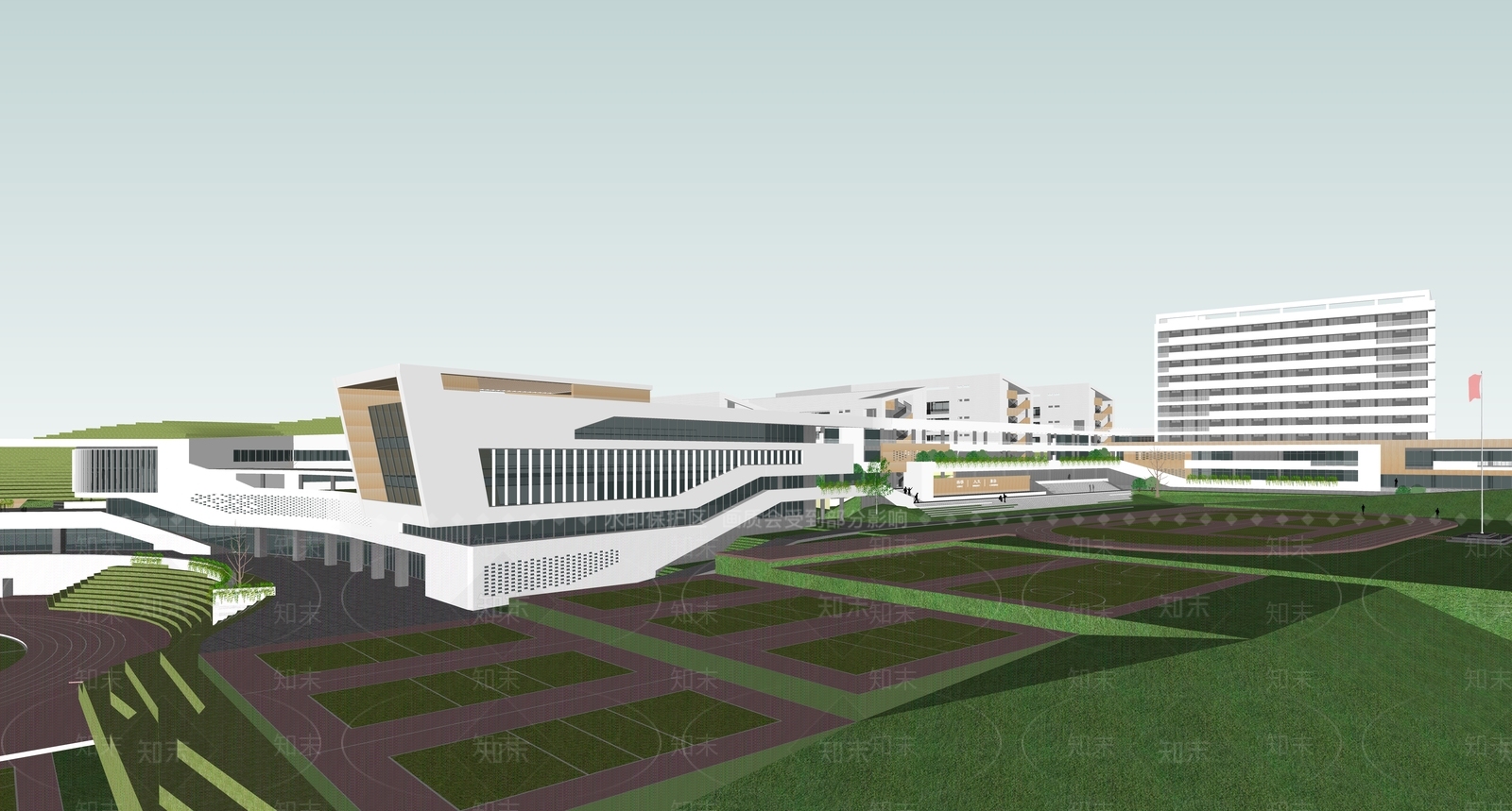现代学校建筑SU模型下载【ID:1185119684】
