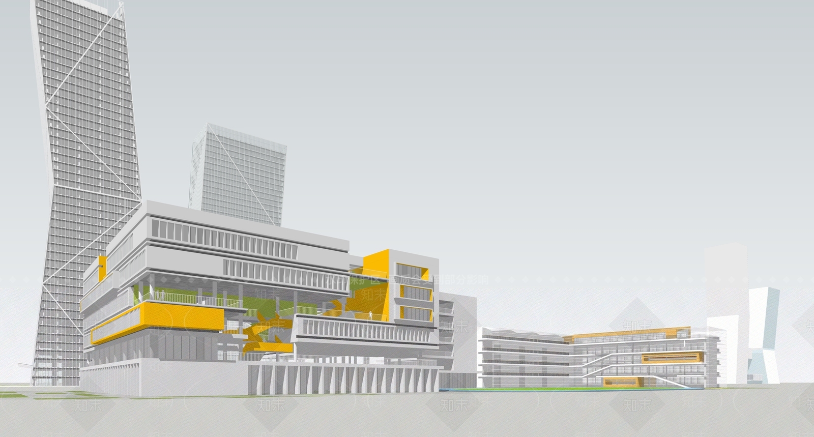 现代学校建筑SU模型下载【ID:1185119774】