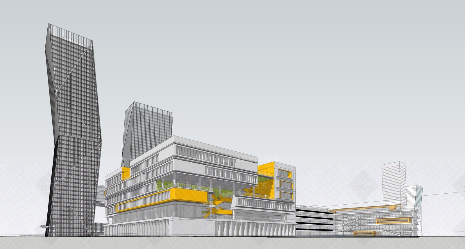 现代学校建筑SU模型下载【ID:1185119774】