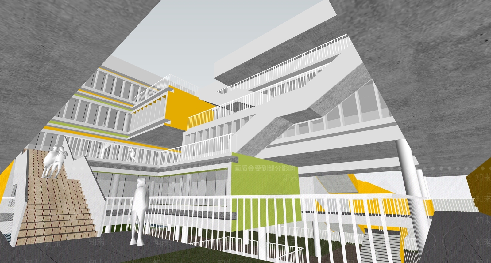 现代学校建筑SU模型下载【ID:1185119774】
