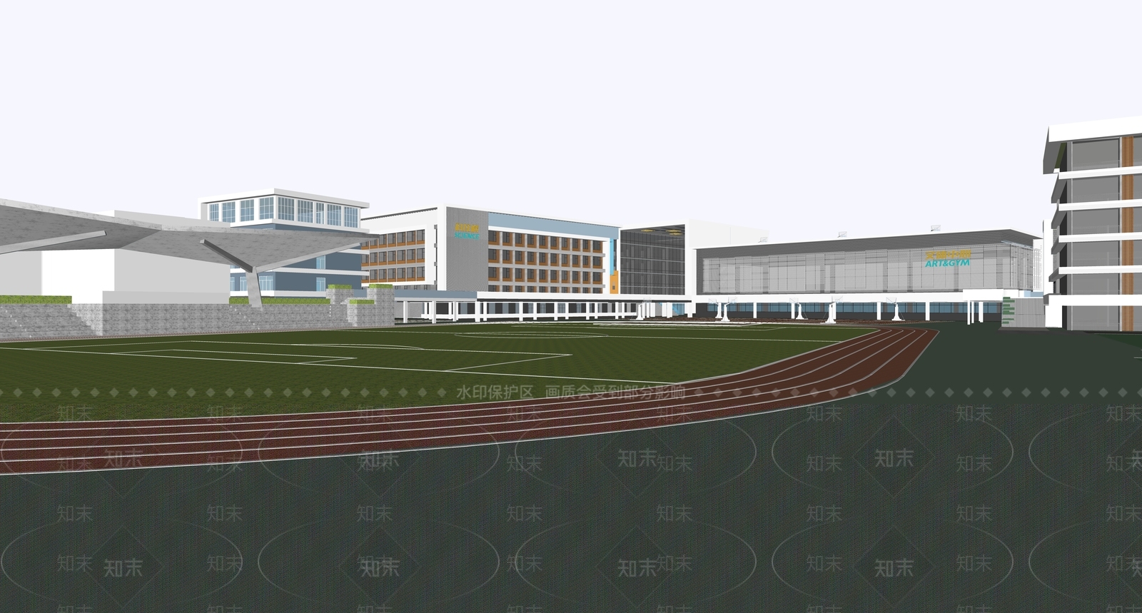 现代学校建筑SU模型下载【ID:1185120657】