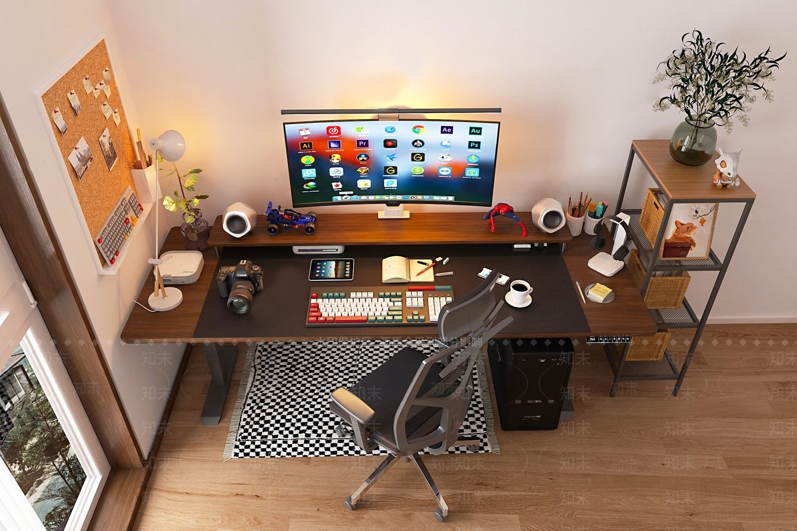 现代妆台妆凳3D模型下载【ID:1185131865】