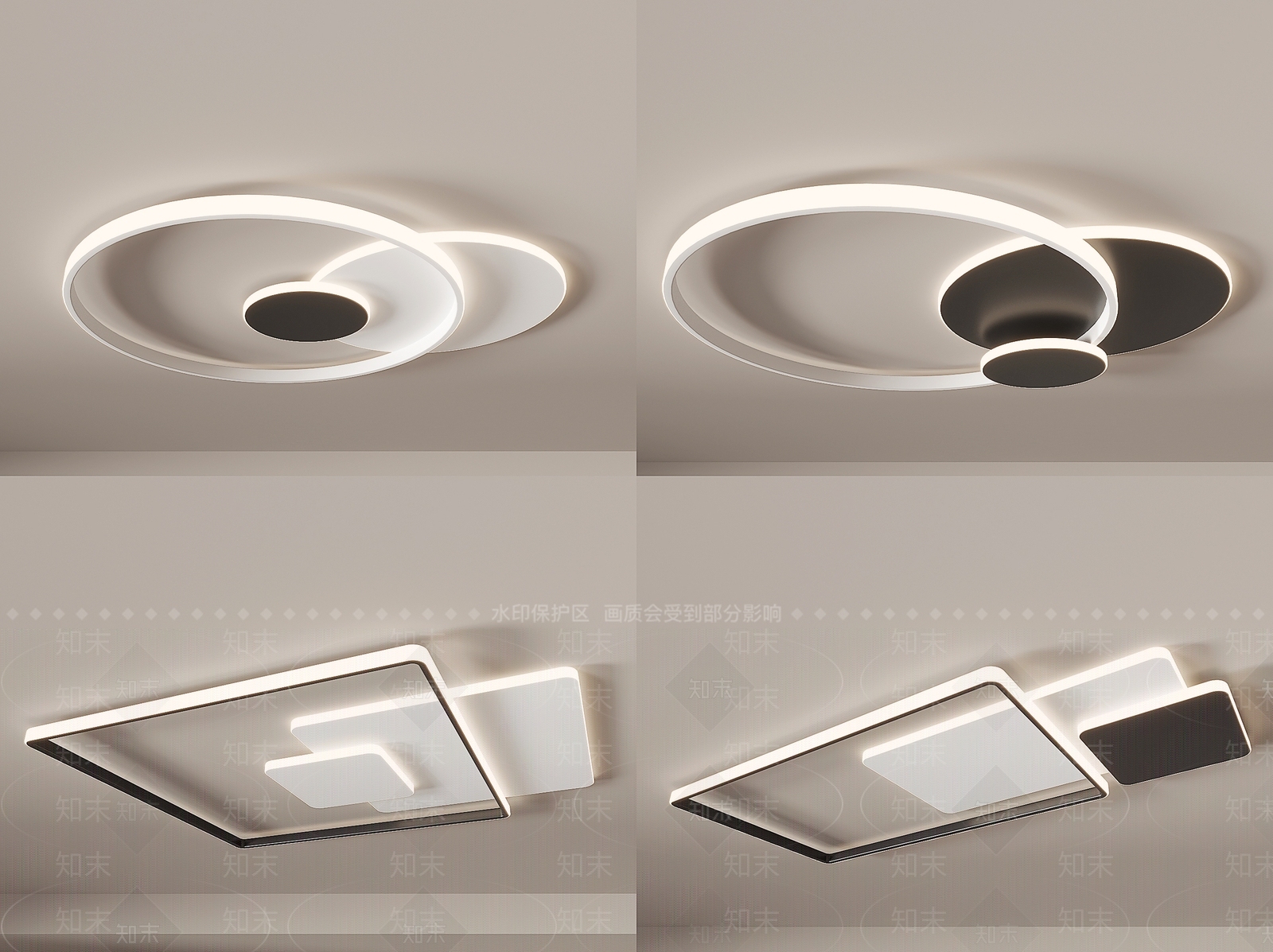 现代灯具组合3D模型下载【ID:1185133834】