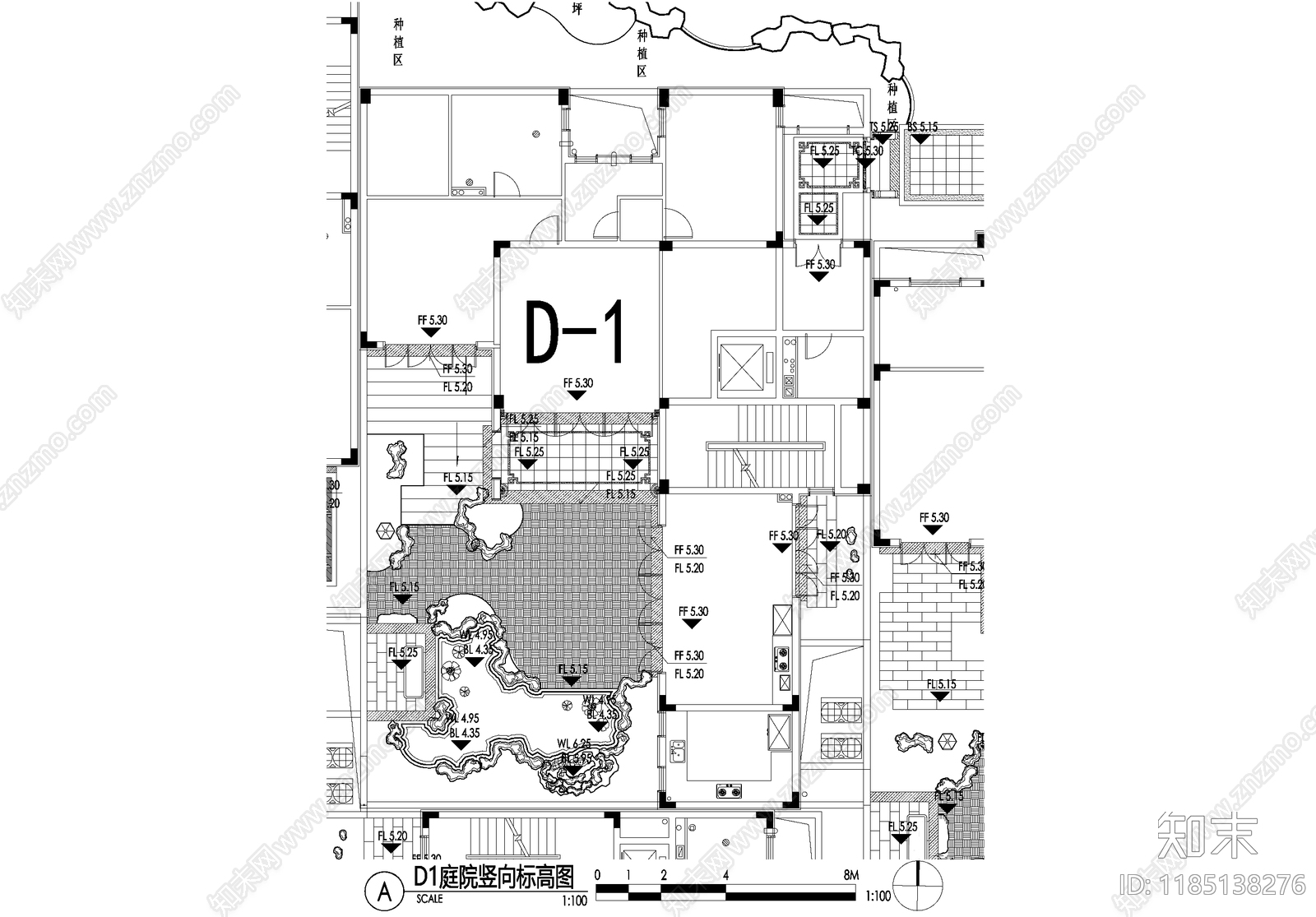新中式庭院cad施工图下载【ID:1185138276】