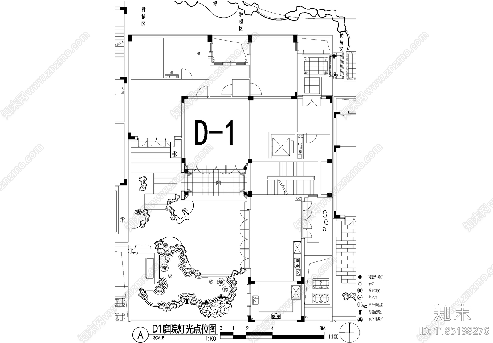 新中式庭院cad施工图下载【ID:1185138276】