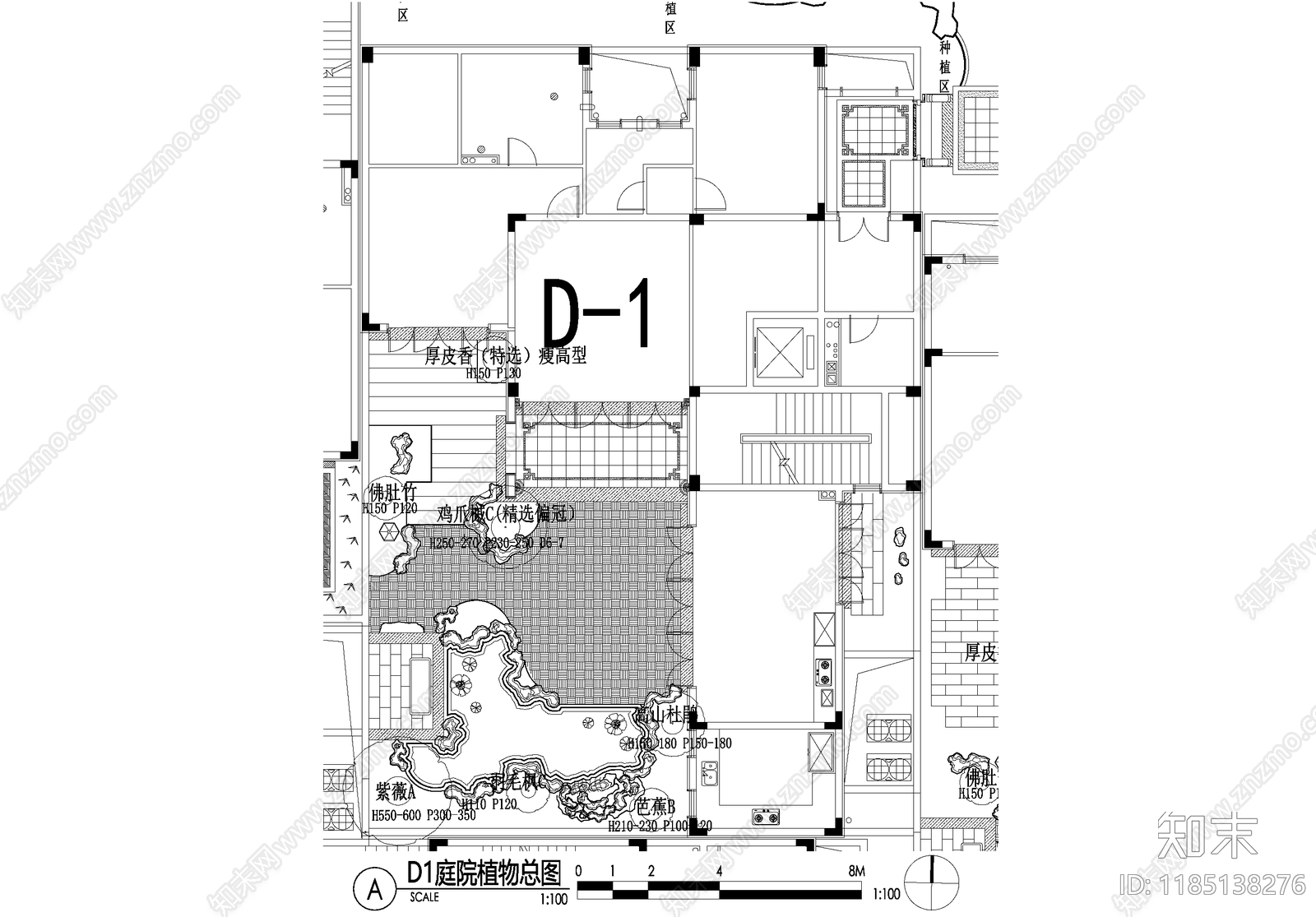 新中式庭院cad施工图下载【ID:1185138276】