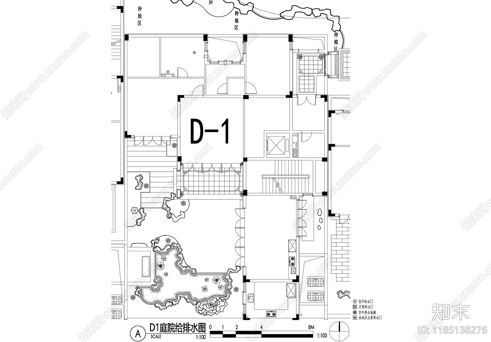 新中式庭院cad施工图下载【ID:1185138276】