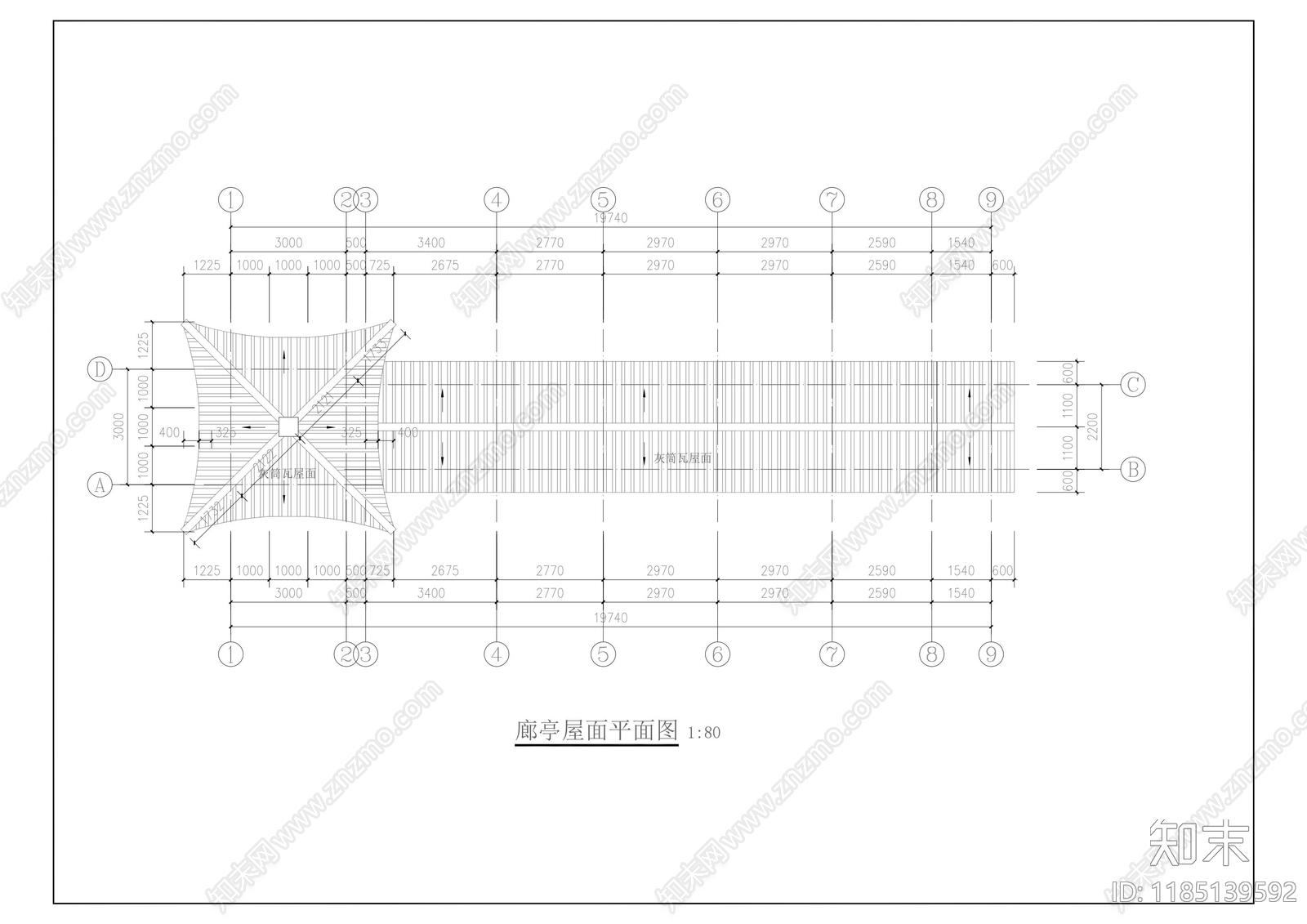 现代新中式亭子cad施工图下载【ID:1185139592】