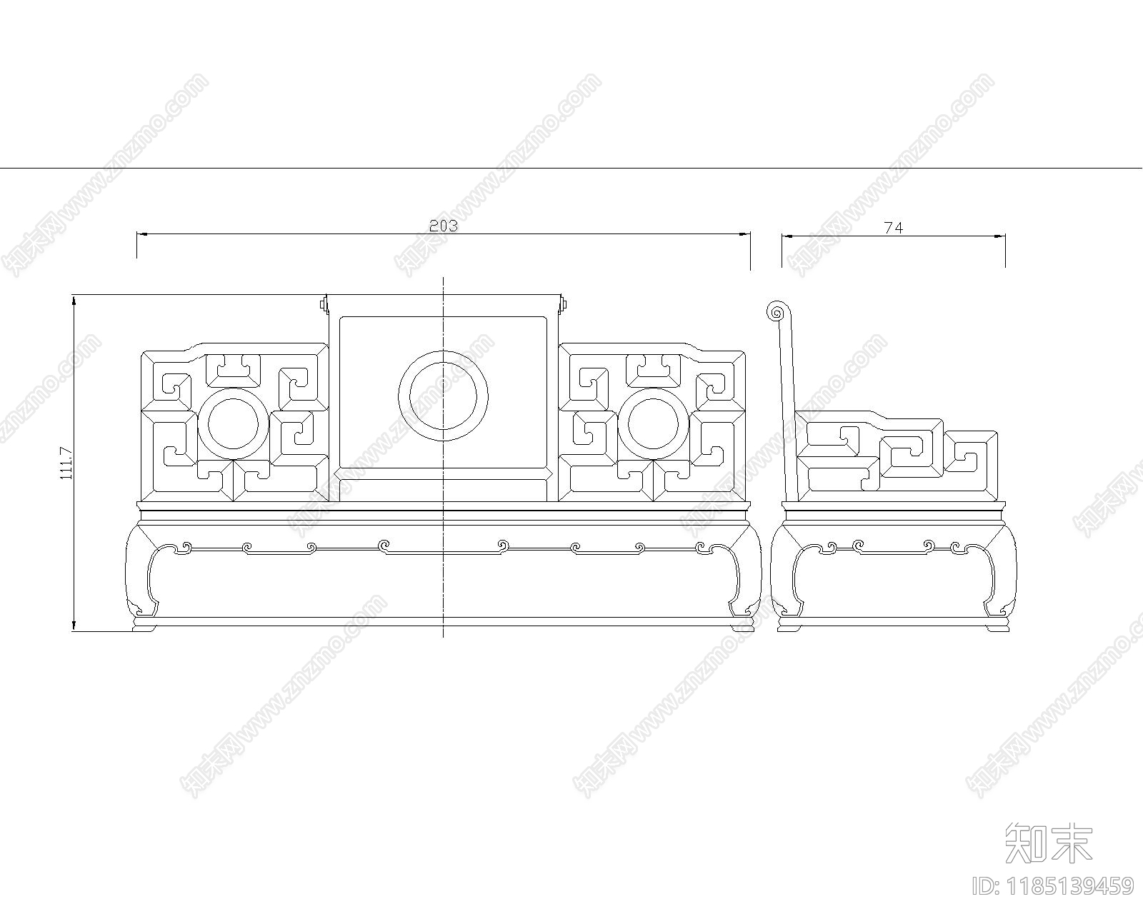 中式新中式沙发施工图下载【ID:1185139459】