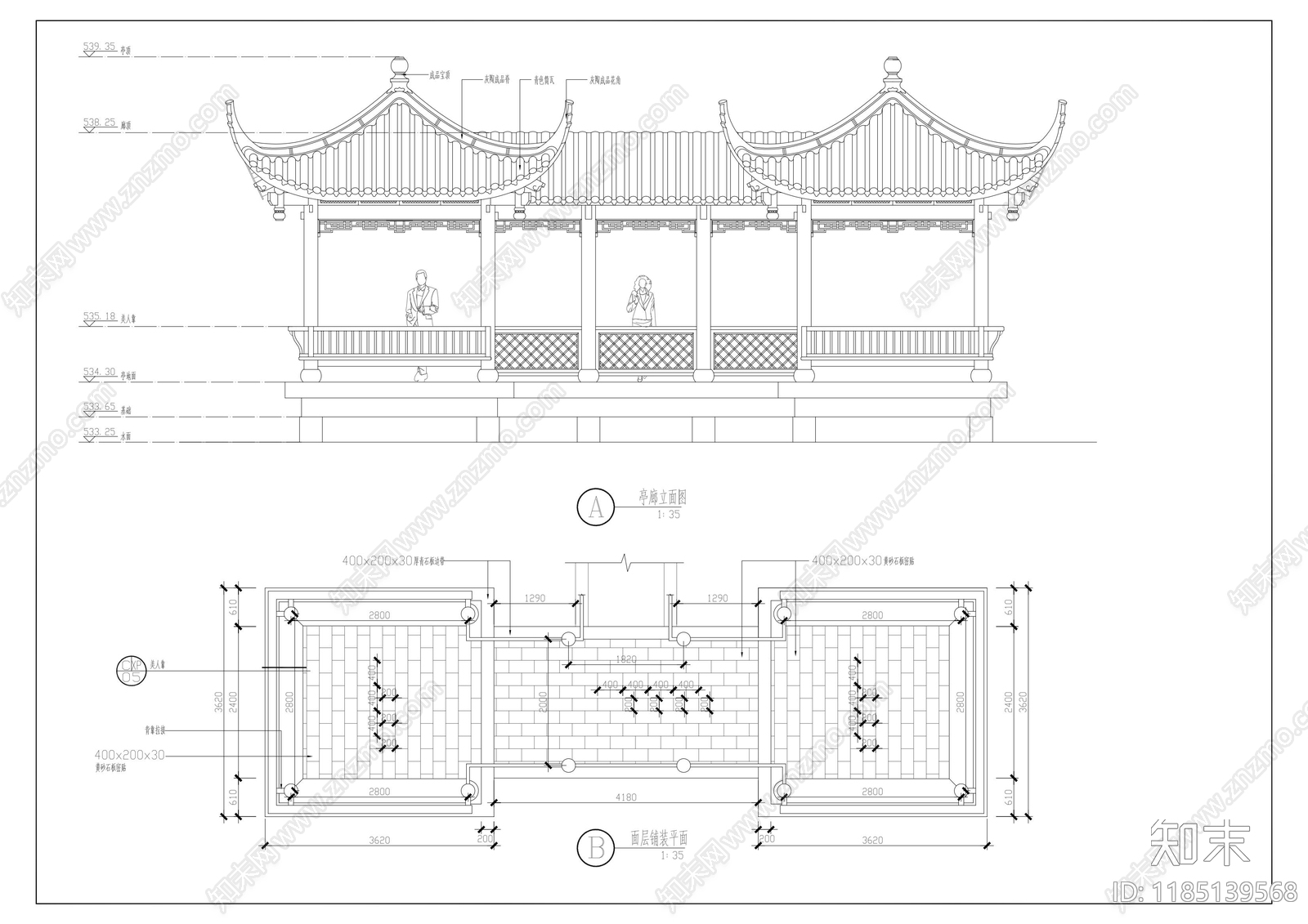 现代新中式亭子施工图下载【ID:1185139568】