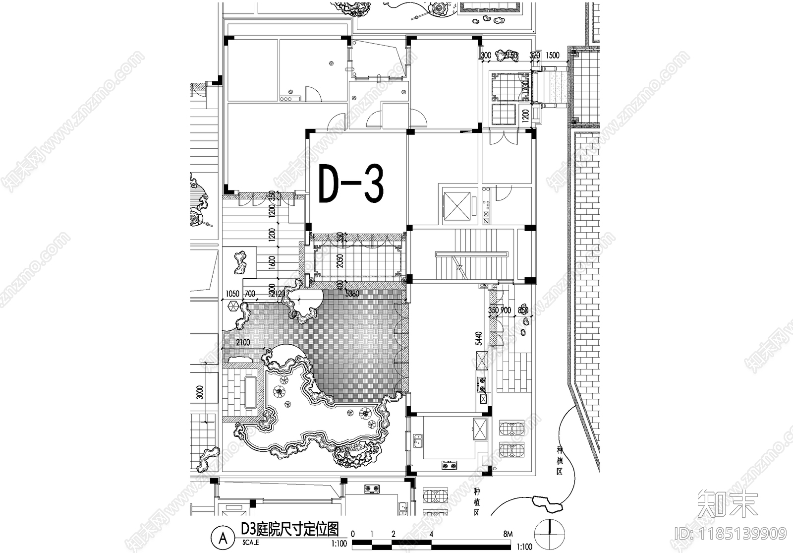 新中式庭院cad施工图下载【ID:1185139909】