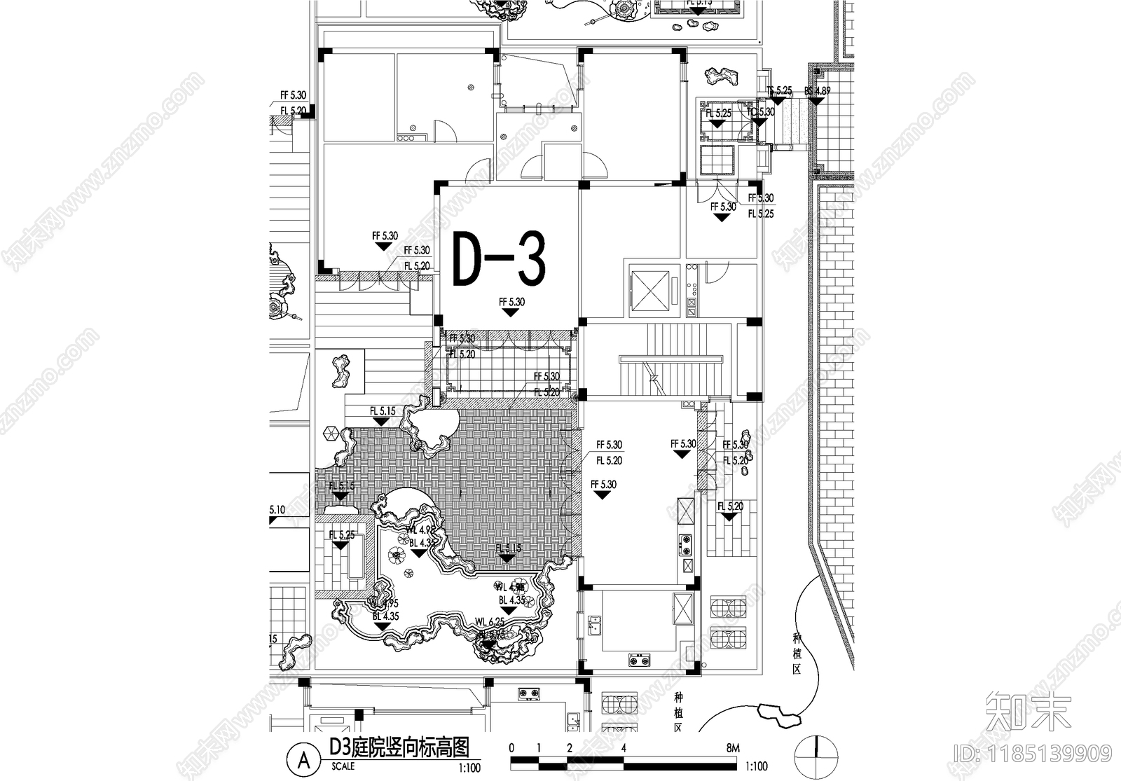 新中式庭院cad施工图下载【ID:1185139909】