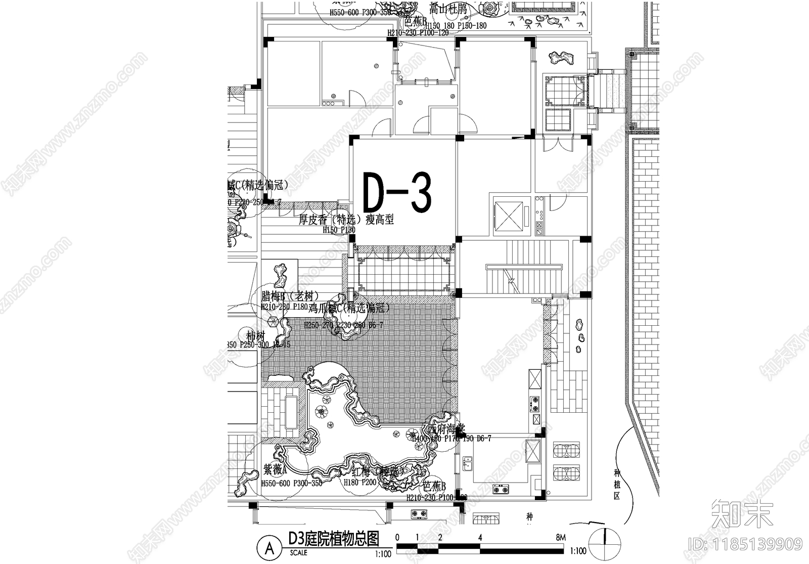 新中式庭院cad施工图下载【ID:1185139909】