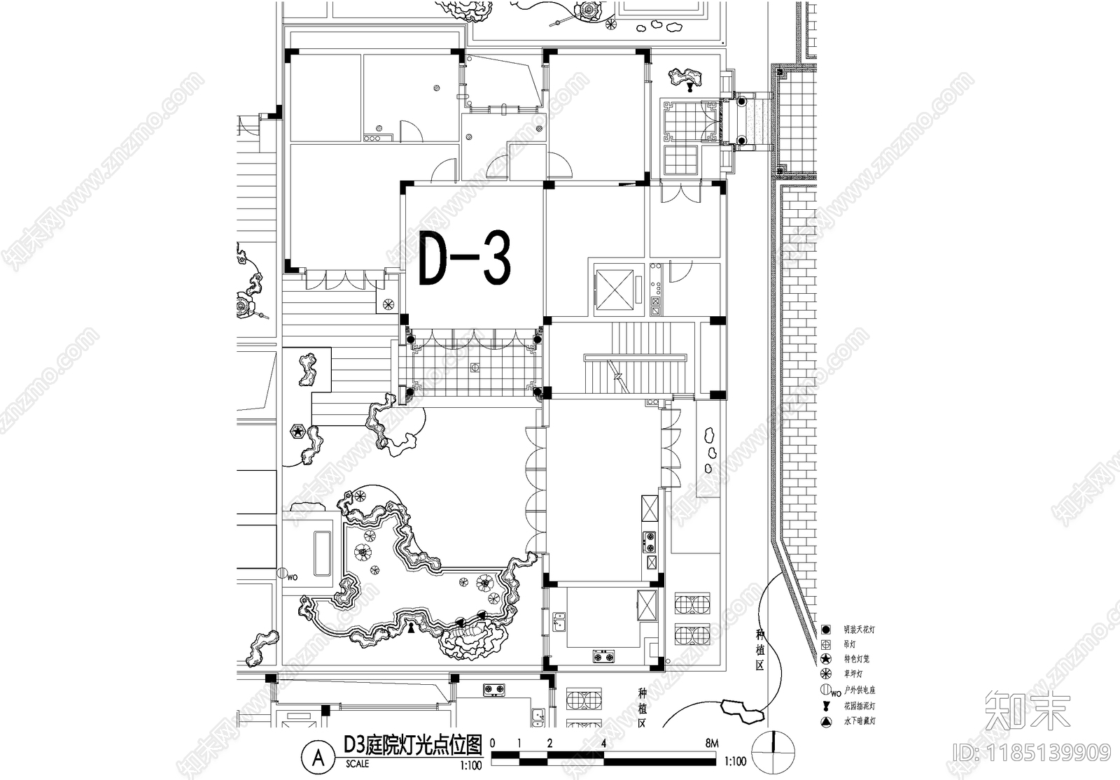 新中式庭院cad施工图下载【ID:1185139909】