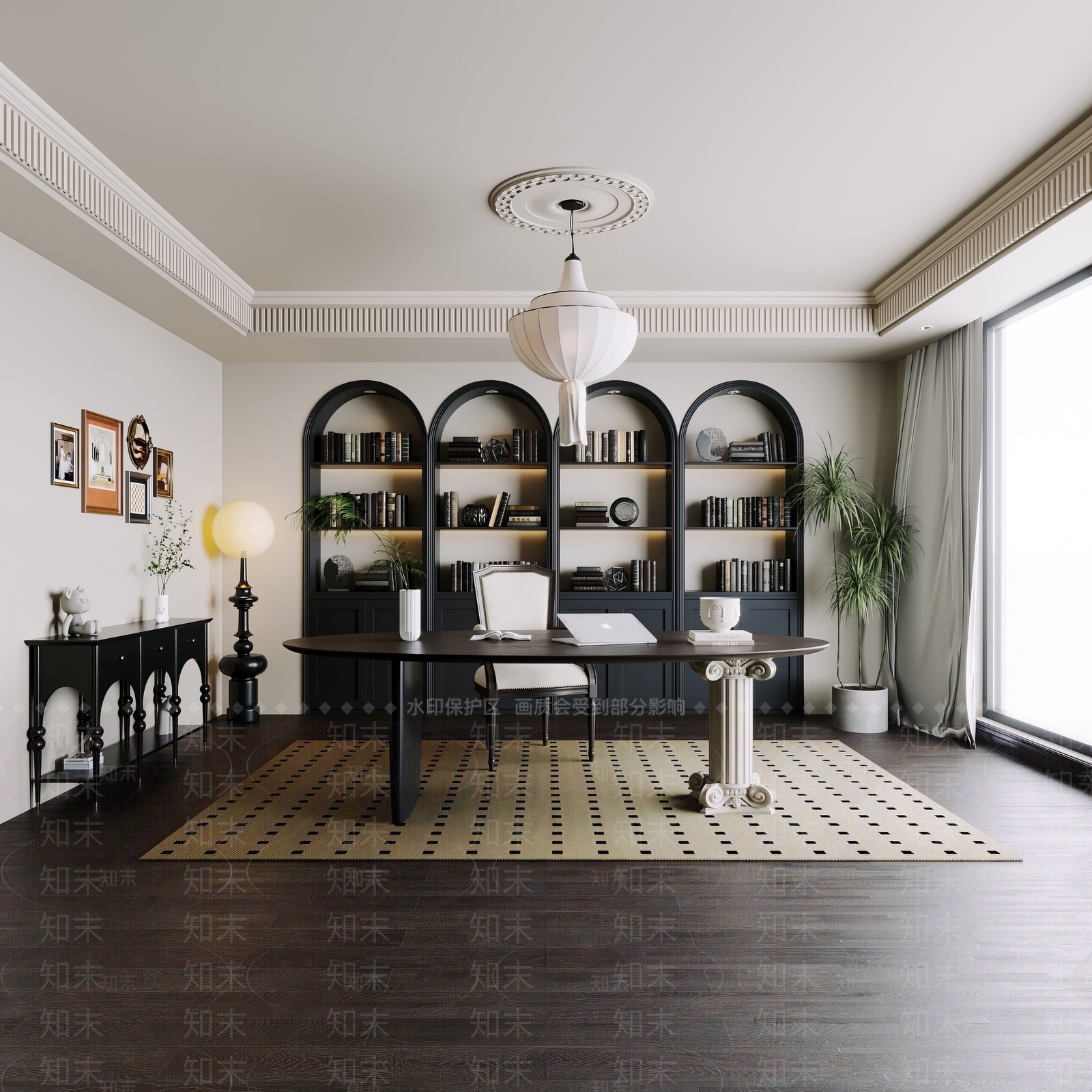 法式书房3D模型下载【ID:1185141178】