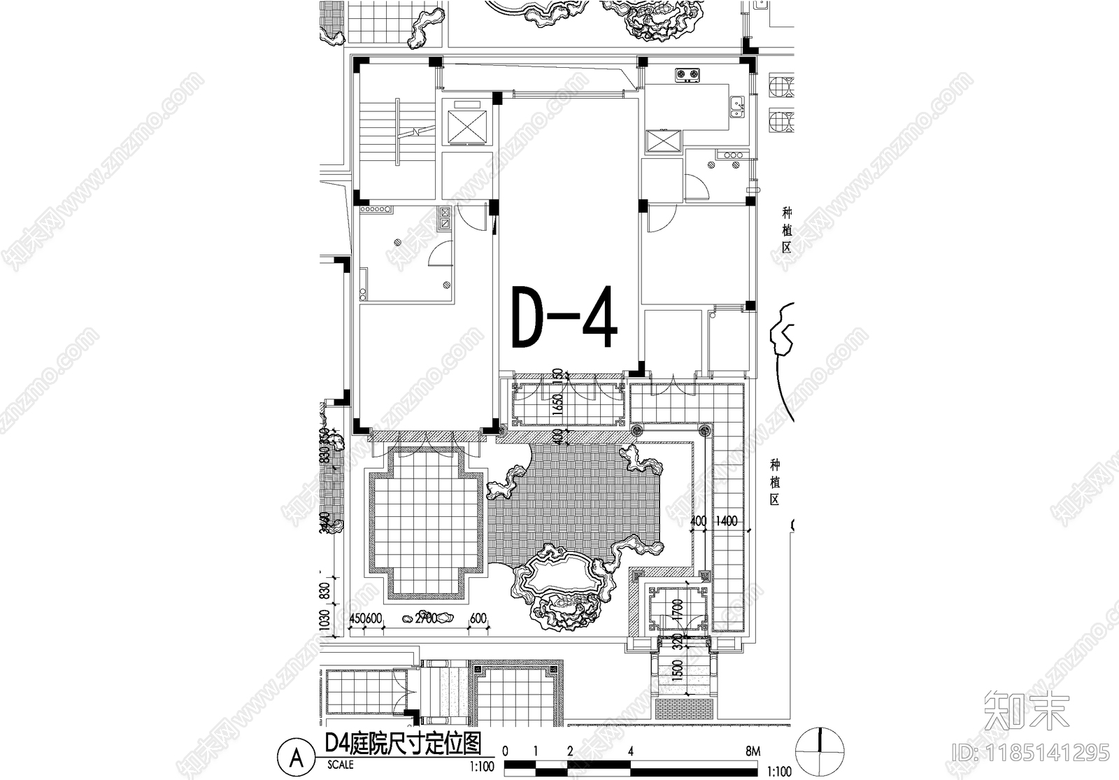新中式庭院cad施工图下载【ID:1185141295】