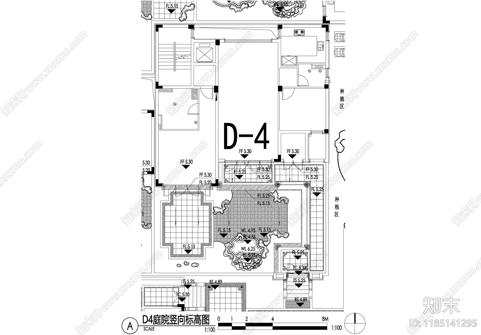 新中式庭院cad施工图下载【ID:1185141295】