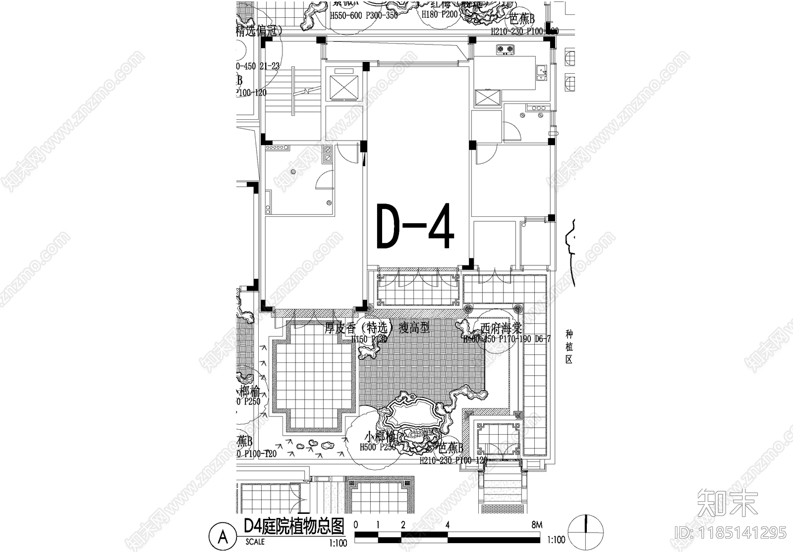 新中式庭院cad施工图下载【ID:1185141295】