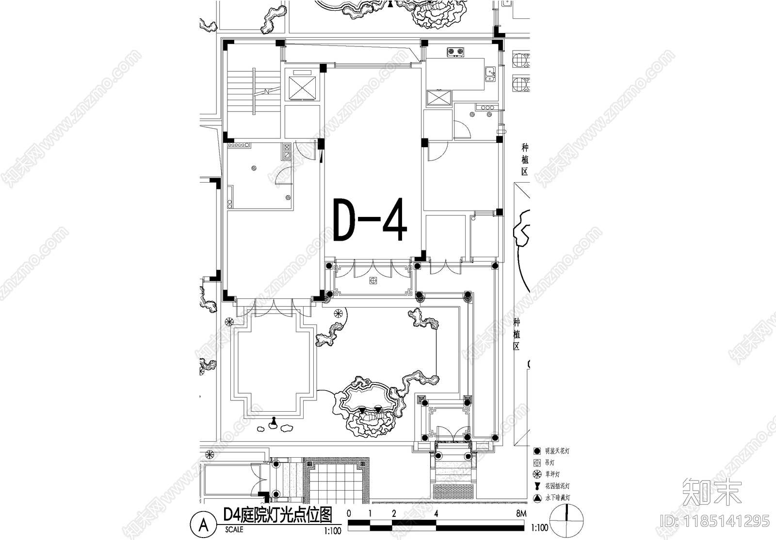 新中式庭院cad施工图下载【ID:1185141295】