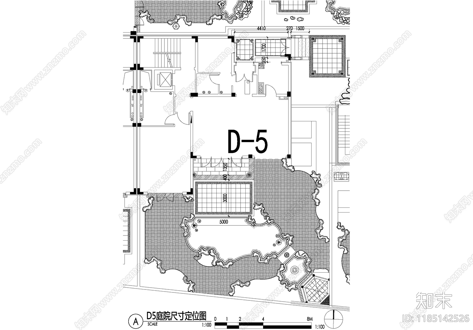 新中式庭院cad施工图下载【ID:1185142526】