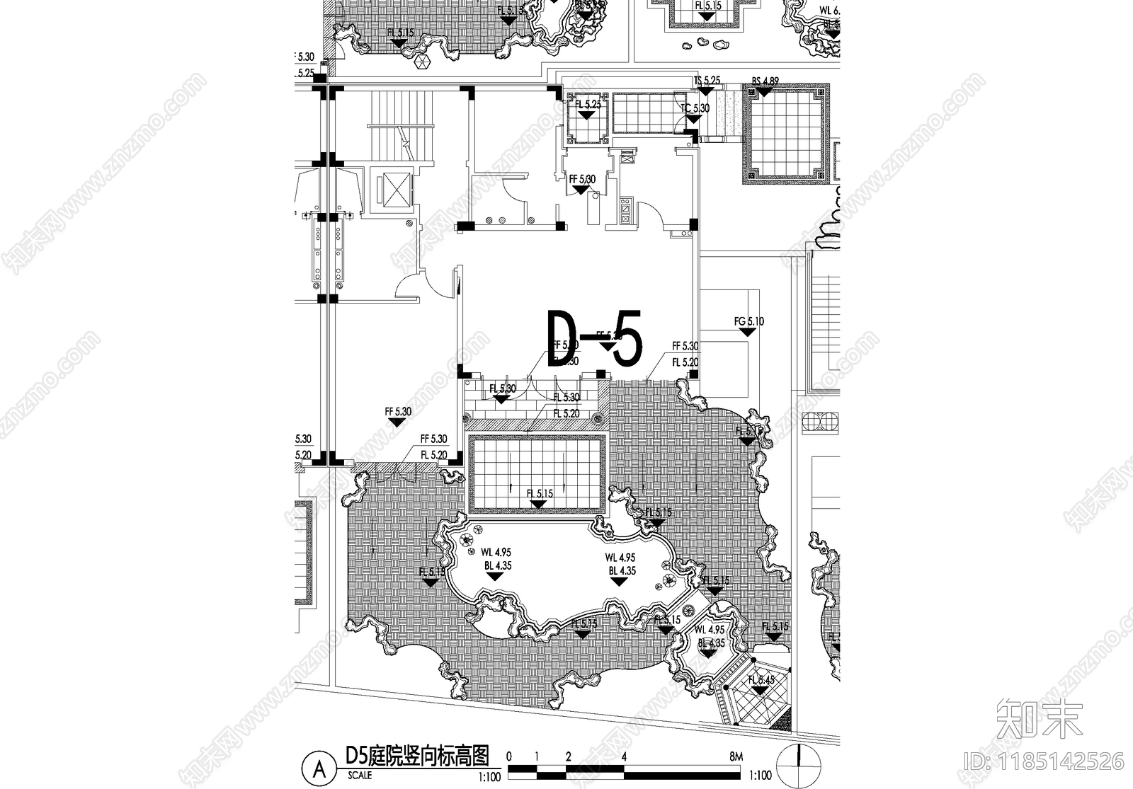 新中式庭院cad施工图下载【ID:1185142526】