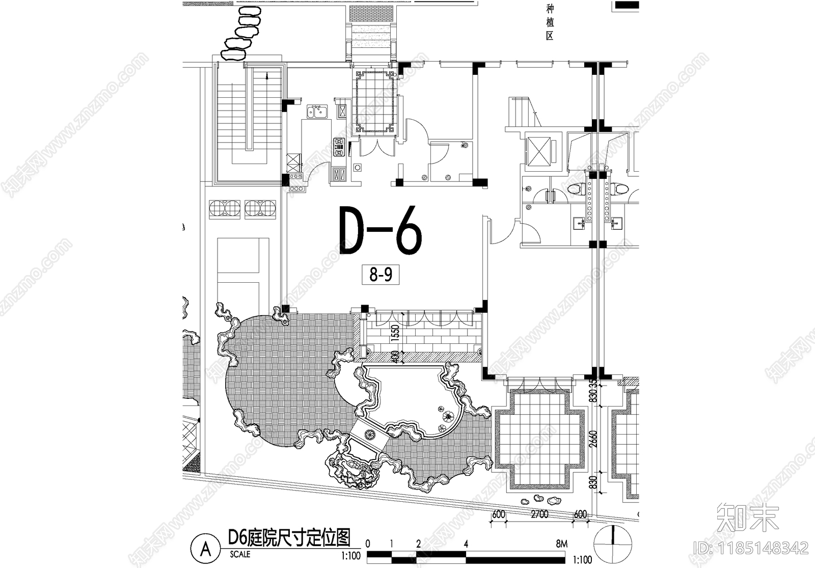 新中式庭院cad施工图下载【ID:1185148342】