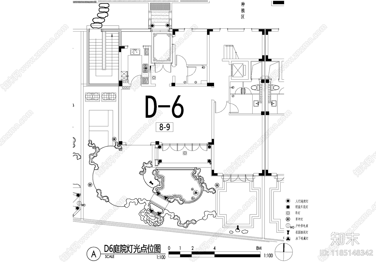 新中式庭院cad施工图下载【ID:1185148342】