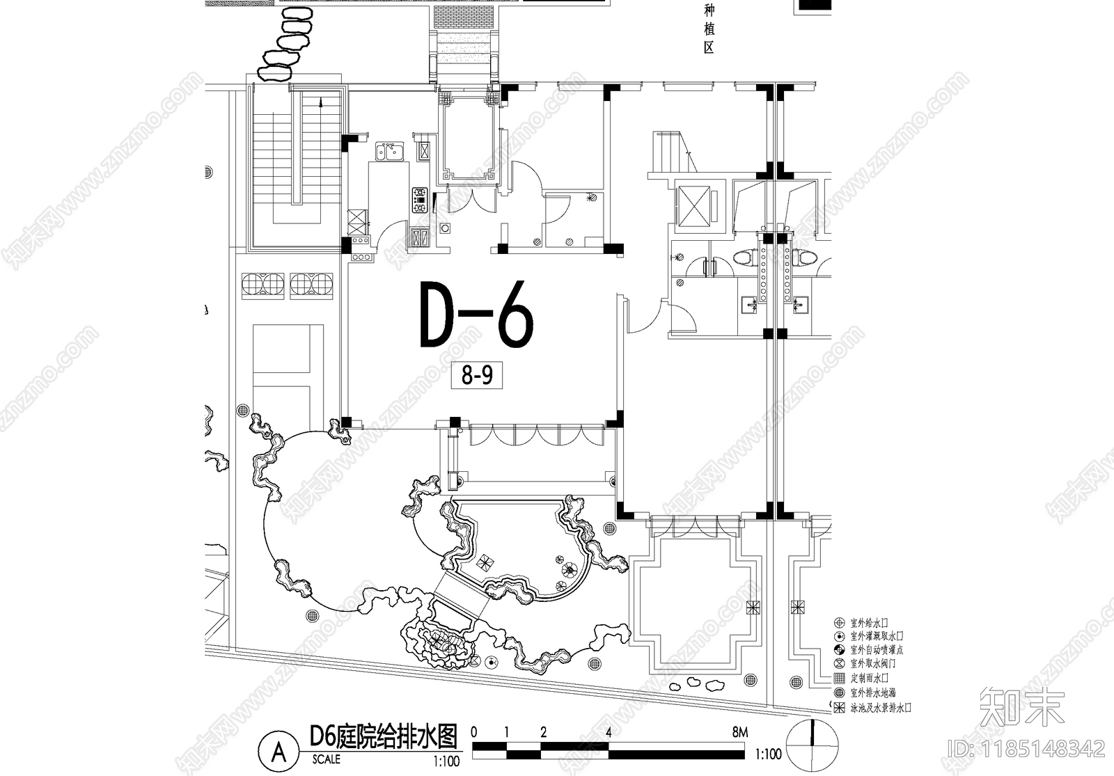 新中式庭院cad施工图下载【ID:1185148342】