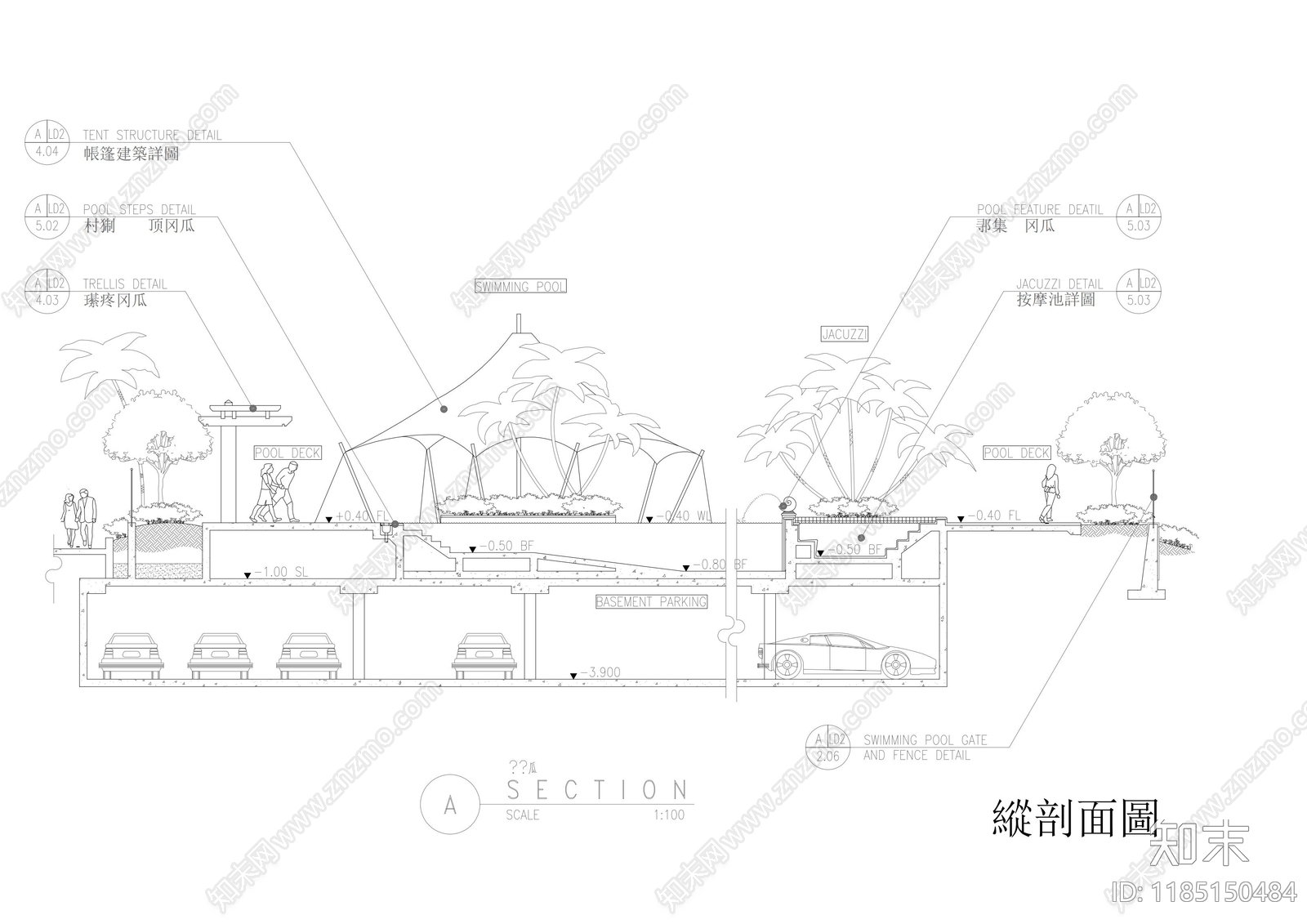 现代亭子cad施工图下载【ID:1185150484】