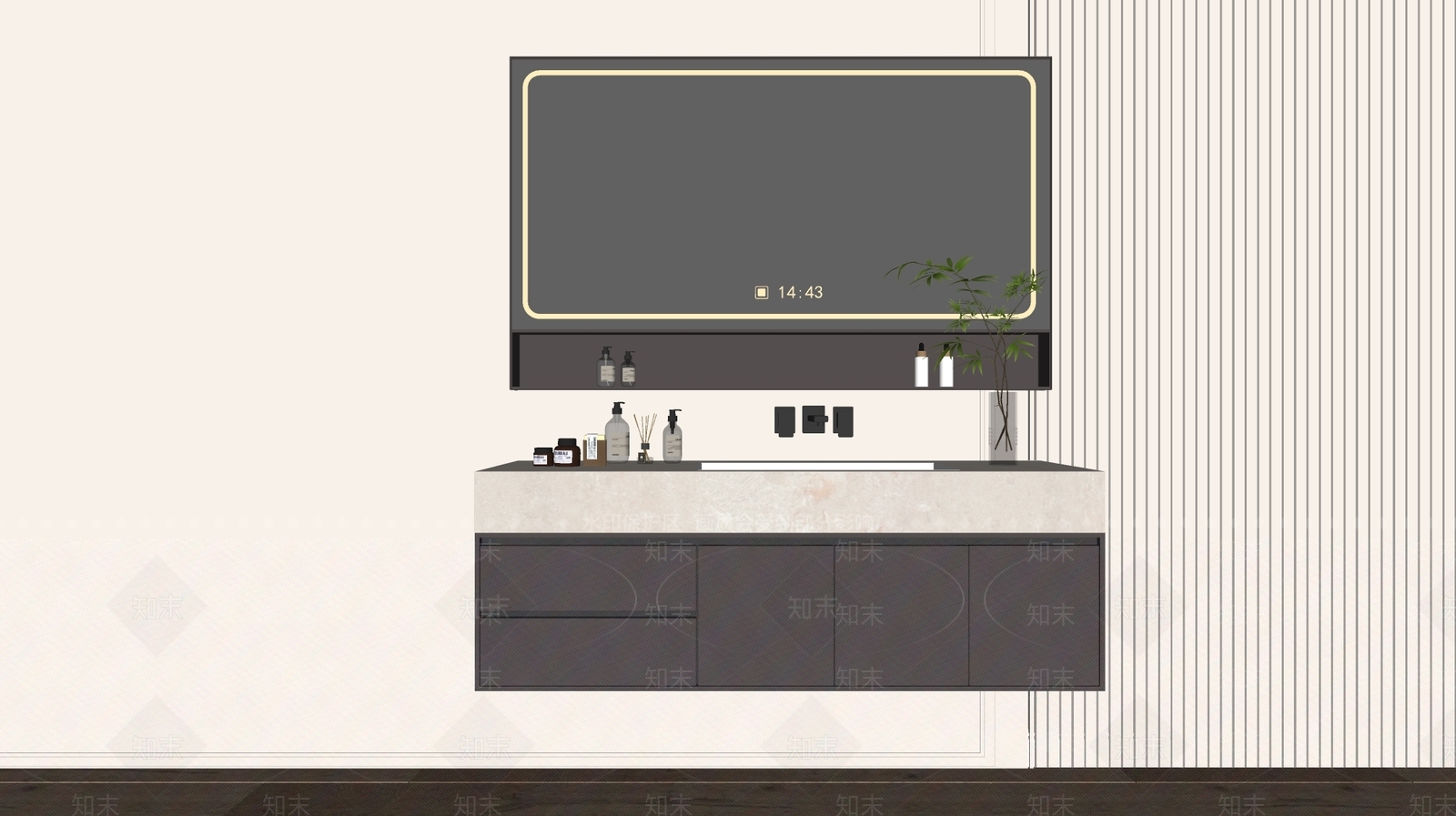 现代轻奢浴室柜SU模型下载【ID:1185150886】