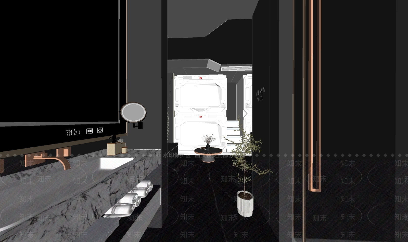 现代酒店客房SU模型下载【ID:1185152225】