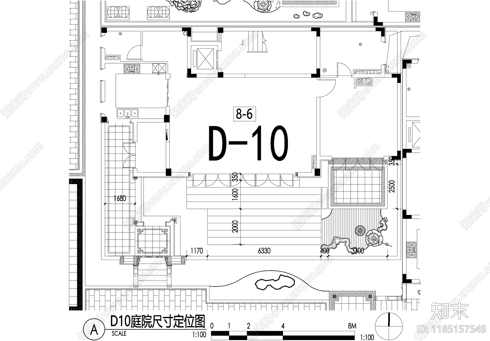 新中式庭院cad施工图下载【ID:1185157549】
