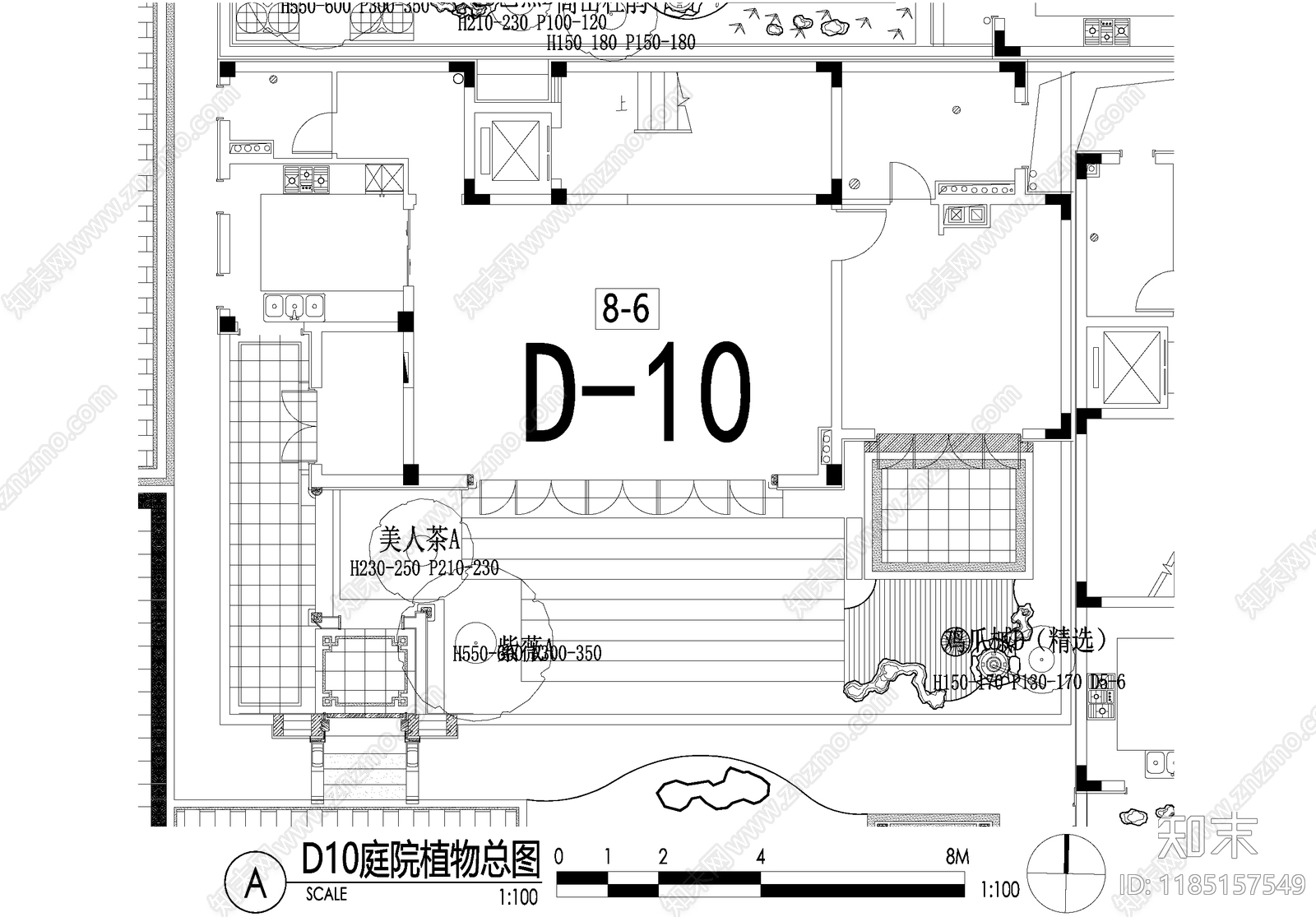 新中式庭院cad施工图下载【ID:1185157549】