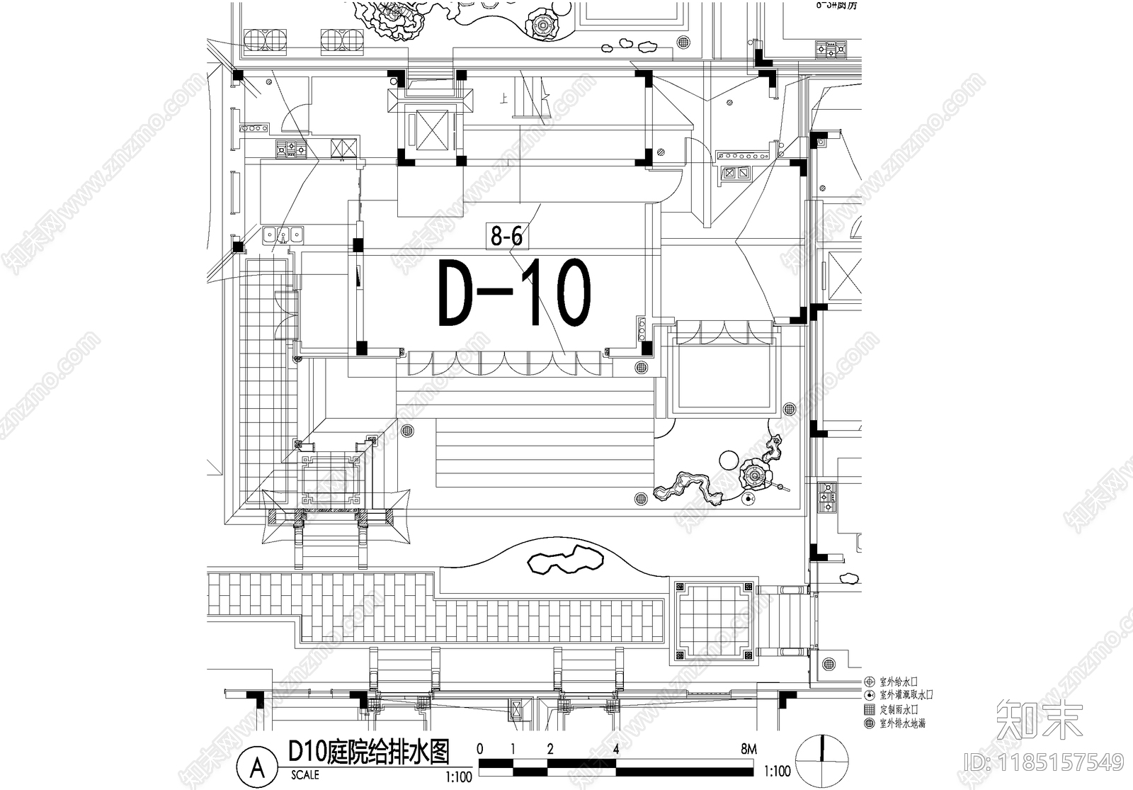 新中式庭院cad施工图下载【ID:1185157549】