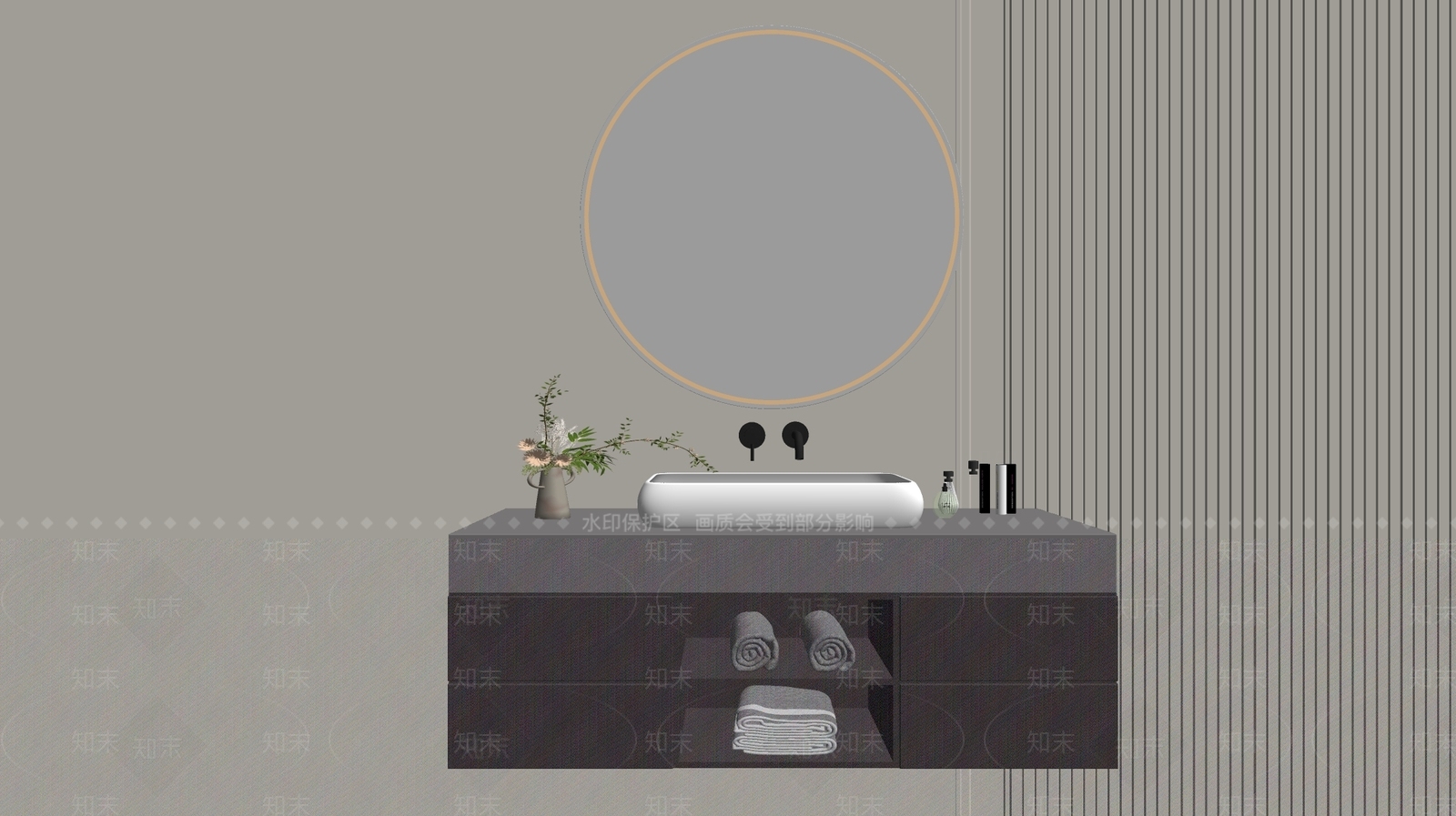 现代轻奢浴室柜SU模型下载【ID:1185160301】