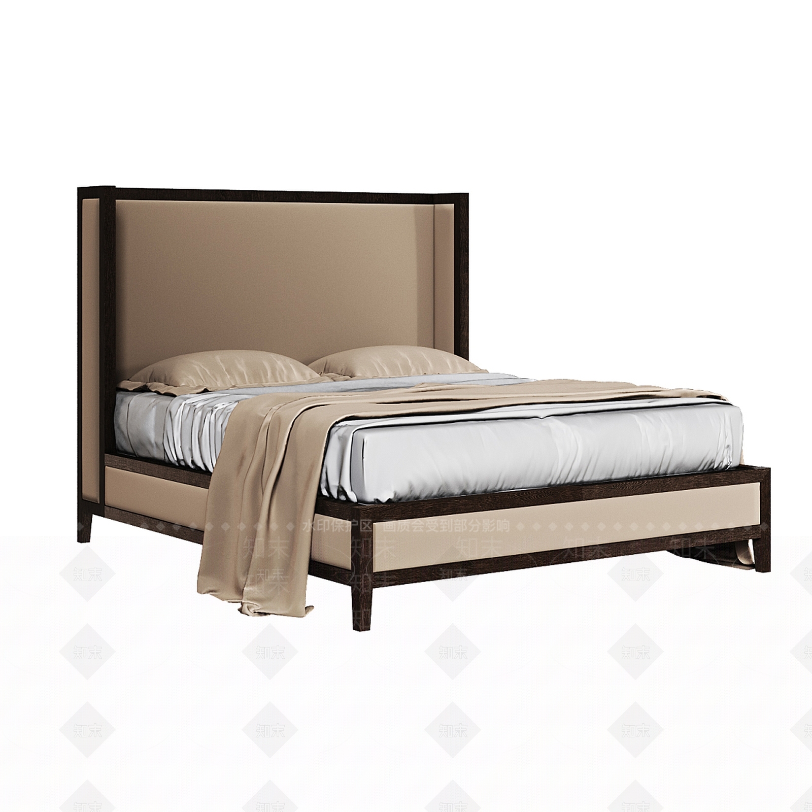 北欧双人床3D模型下载【ID:1185160694】