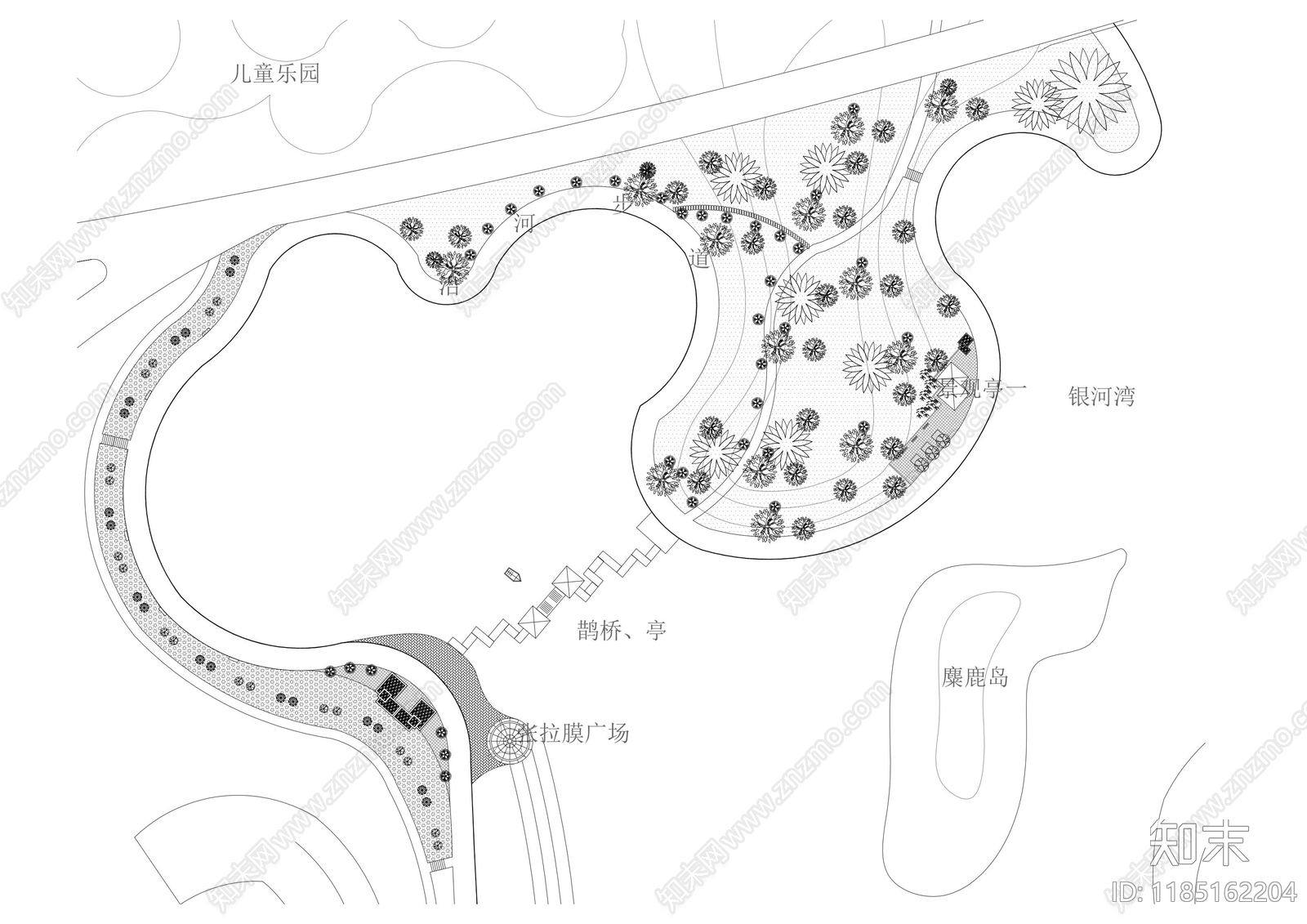 景观平面图cad施工图下载【ID:1185162204】