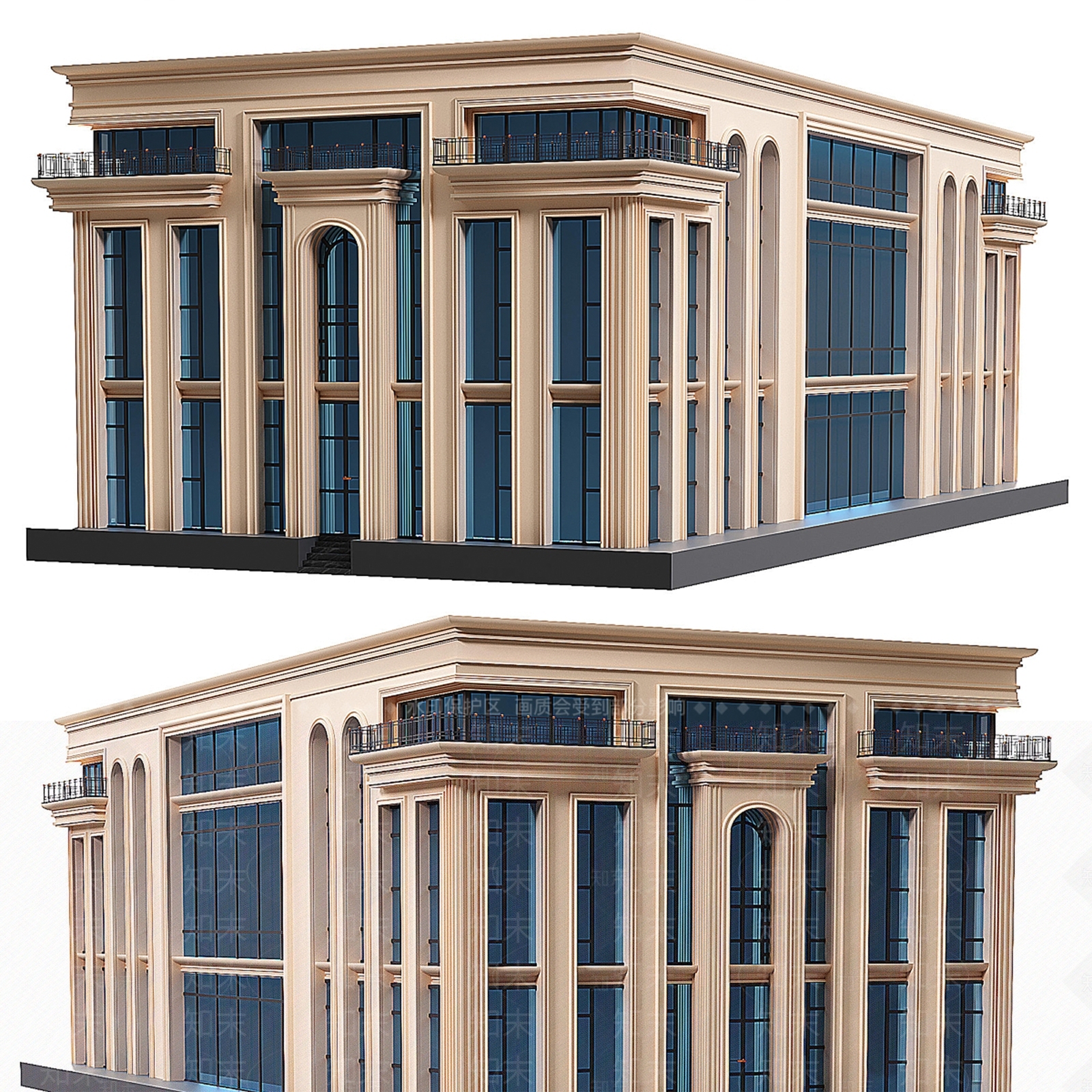 现代办公楼3D模型下载【ID:1185167356】