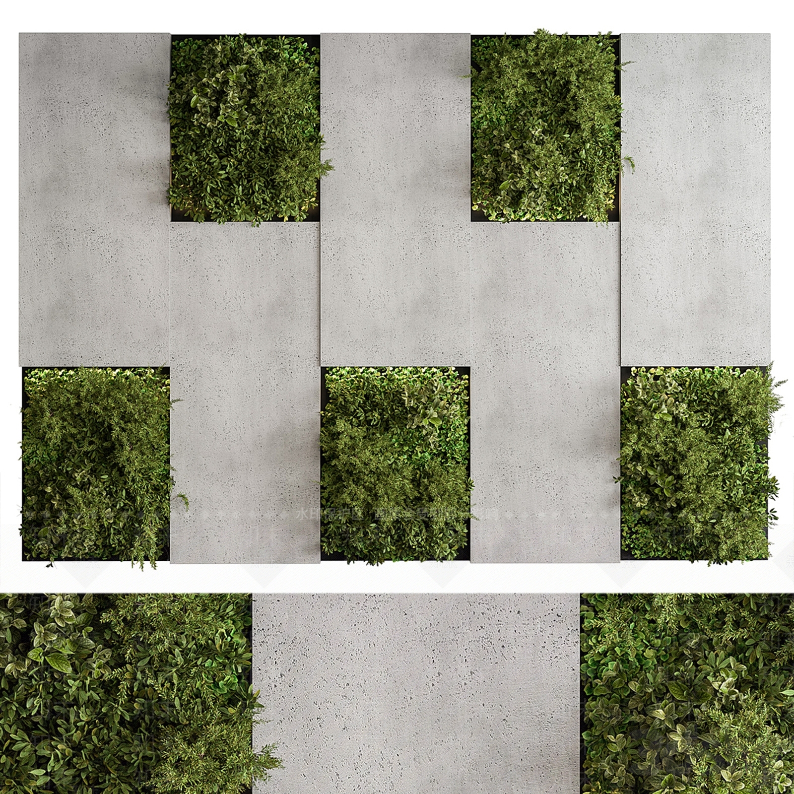 现代植物墙3D模型下载【ID:1185170691】