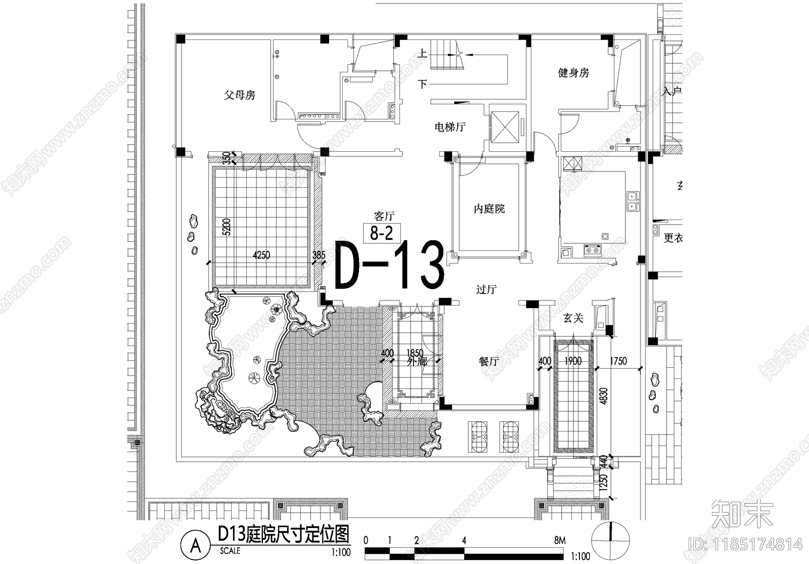 新中式庭院cad施工图下载【ID:1185174814】