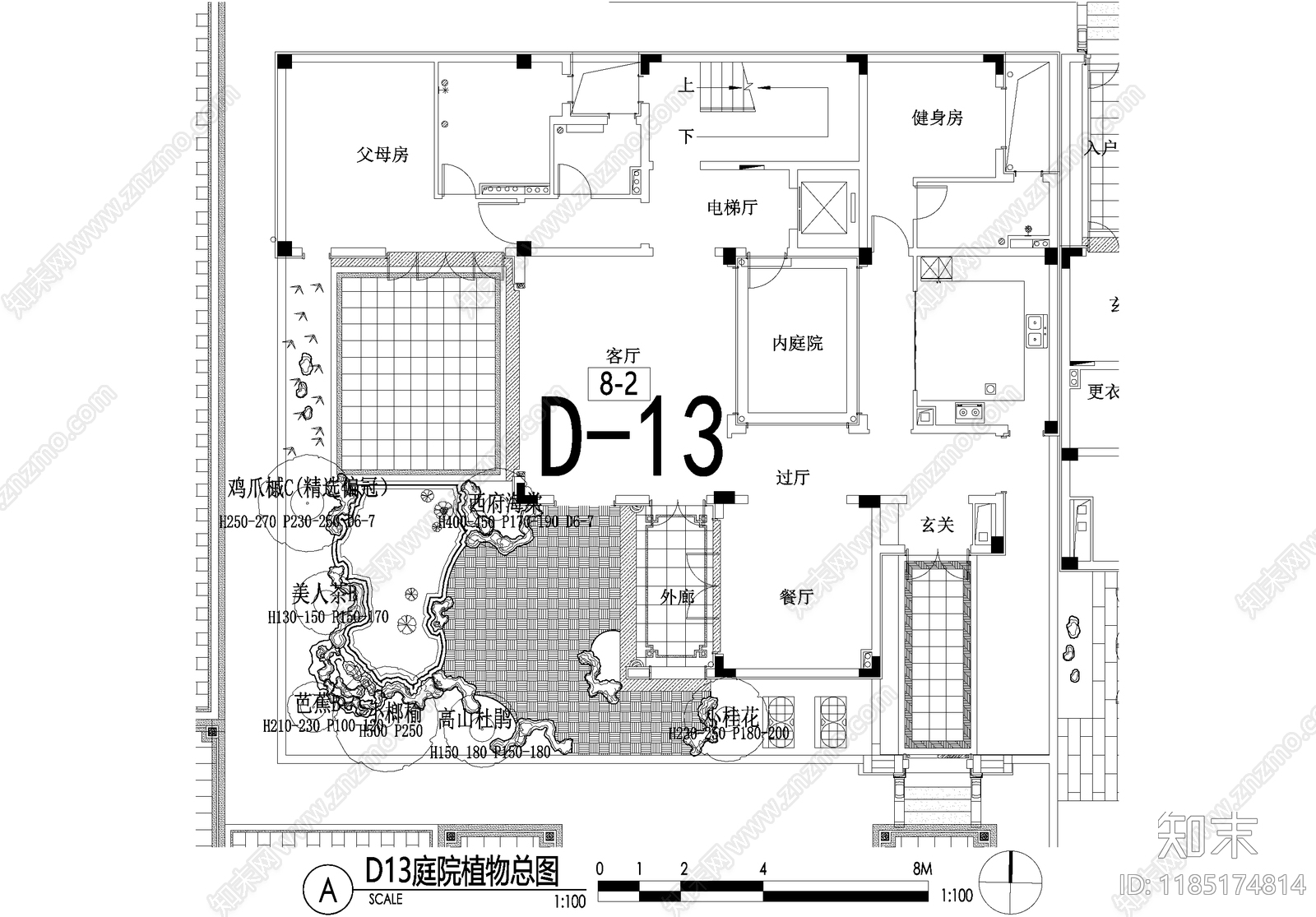 新中式庭院cad施工图下载【ID:1185174814】