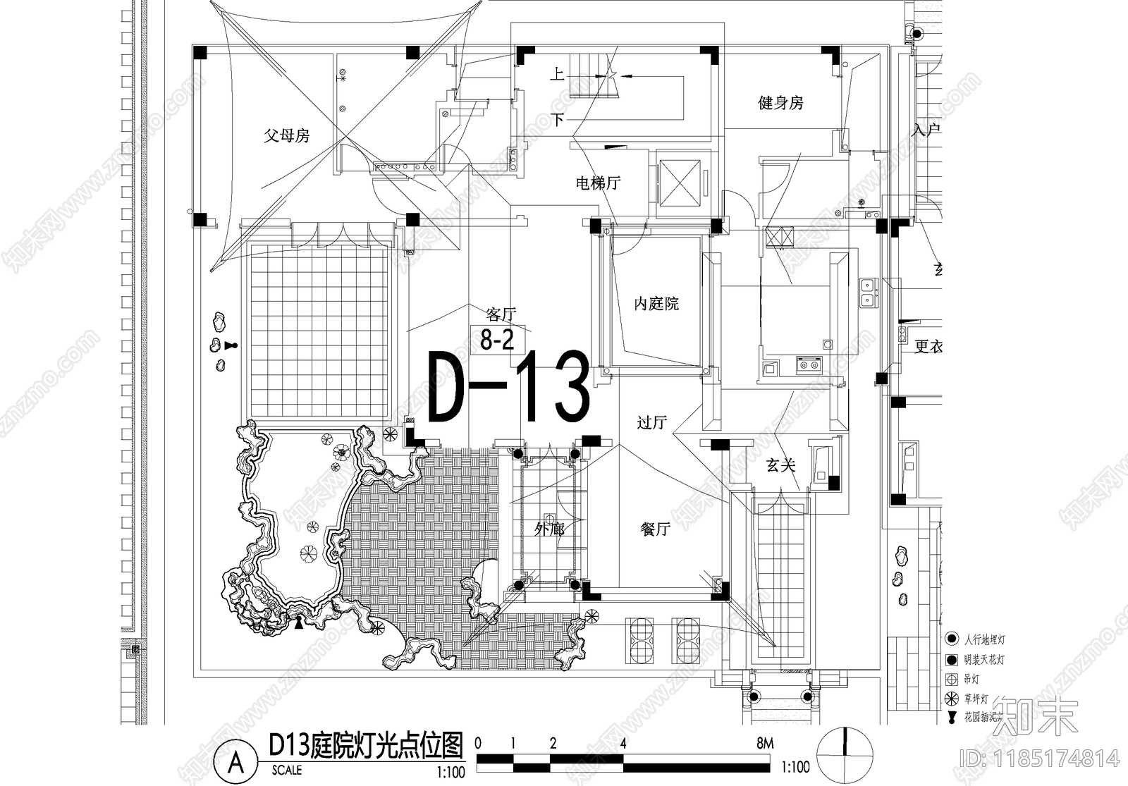 新中式庭院cad施工图下载【ID:1185174814】