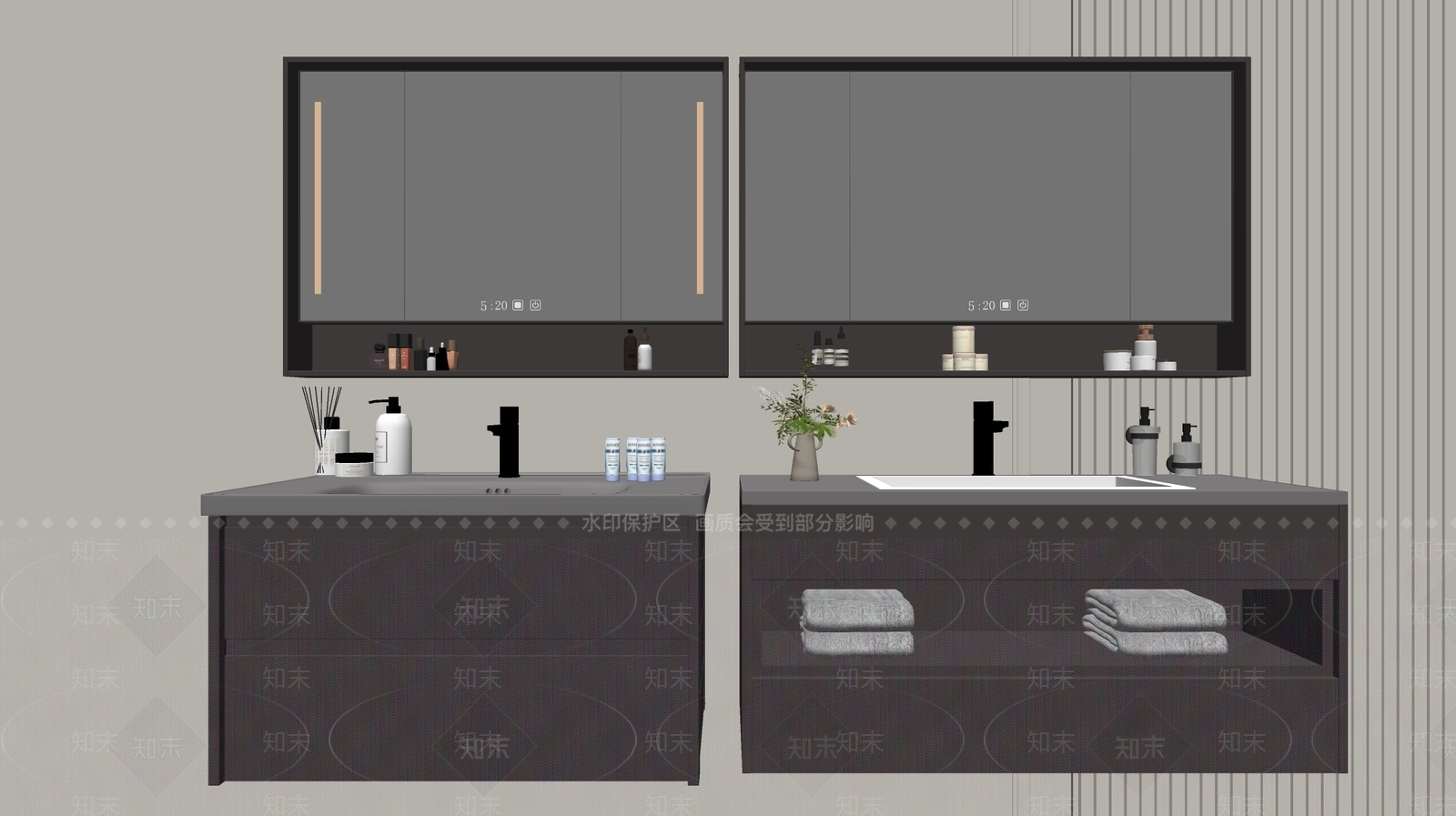 现代轻奢浴室柜SU模型下载【ID:1185178275】
