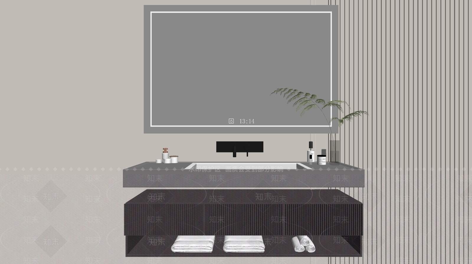 现代轻奢浴室柜SU模型下载【ID:1185185267】