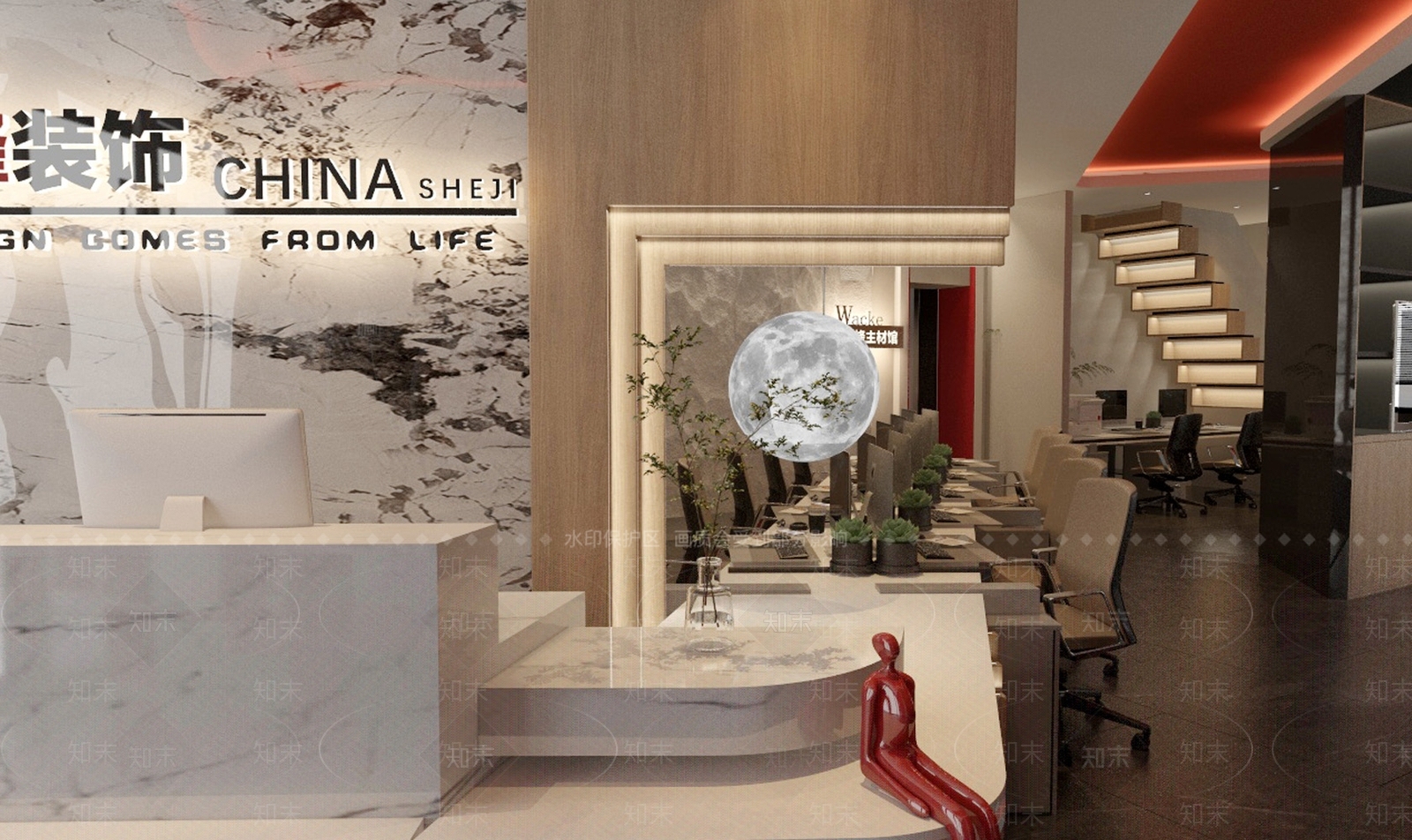 新中式现代接待室3D模型下载【ID:1185188639】