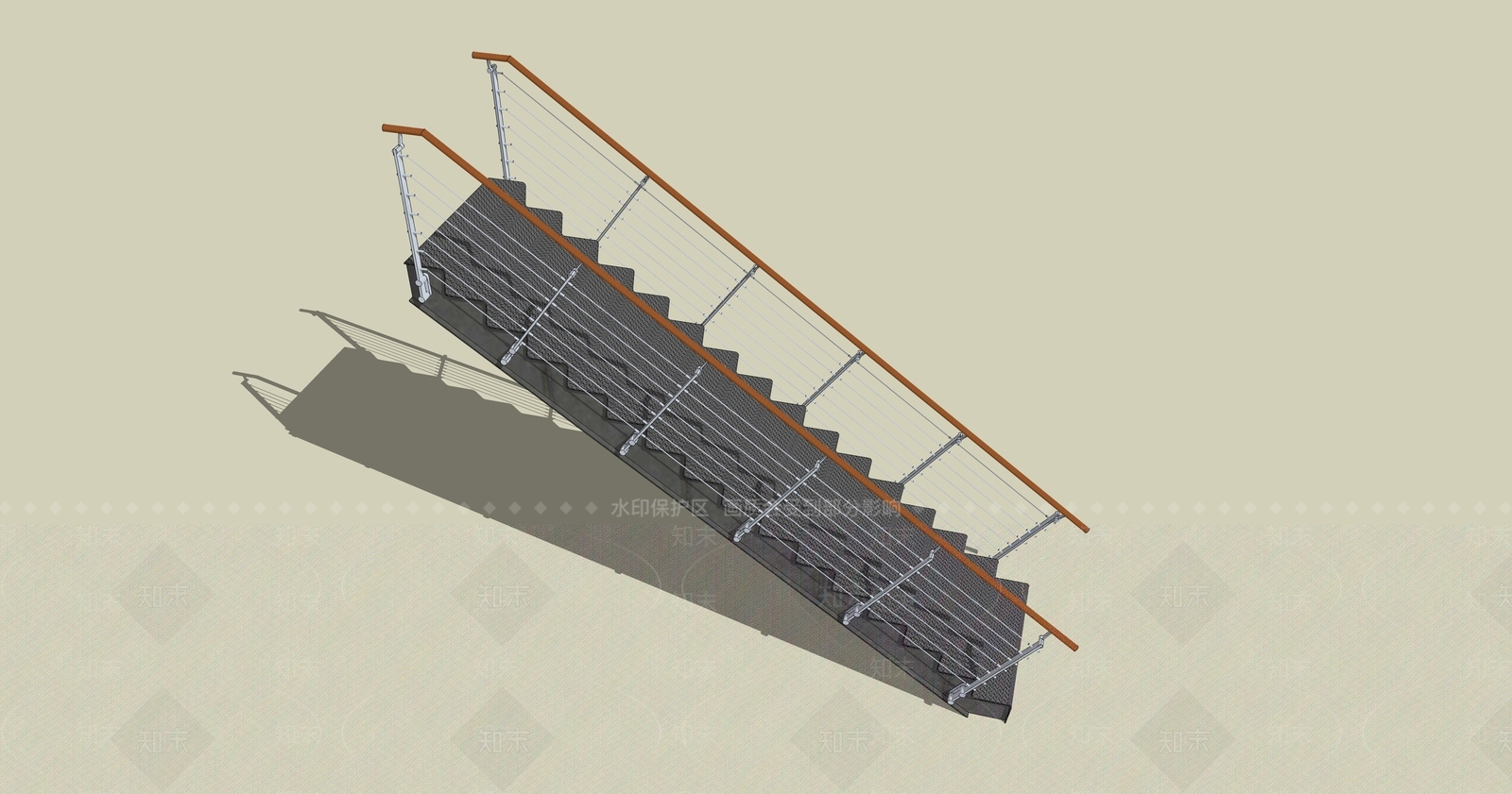 现代楼梯SU模型下载【ID:1185193825】