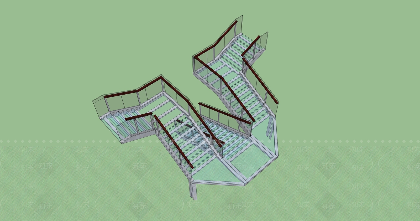 现代楼梯SU模型下载【ID:1185194091】